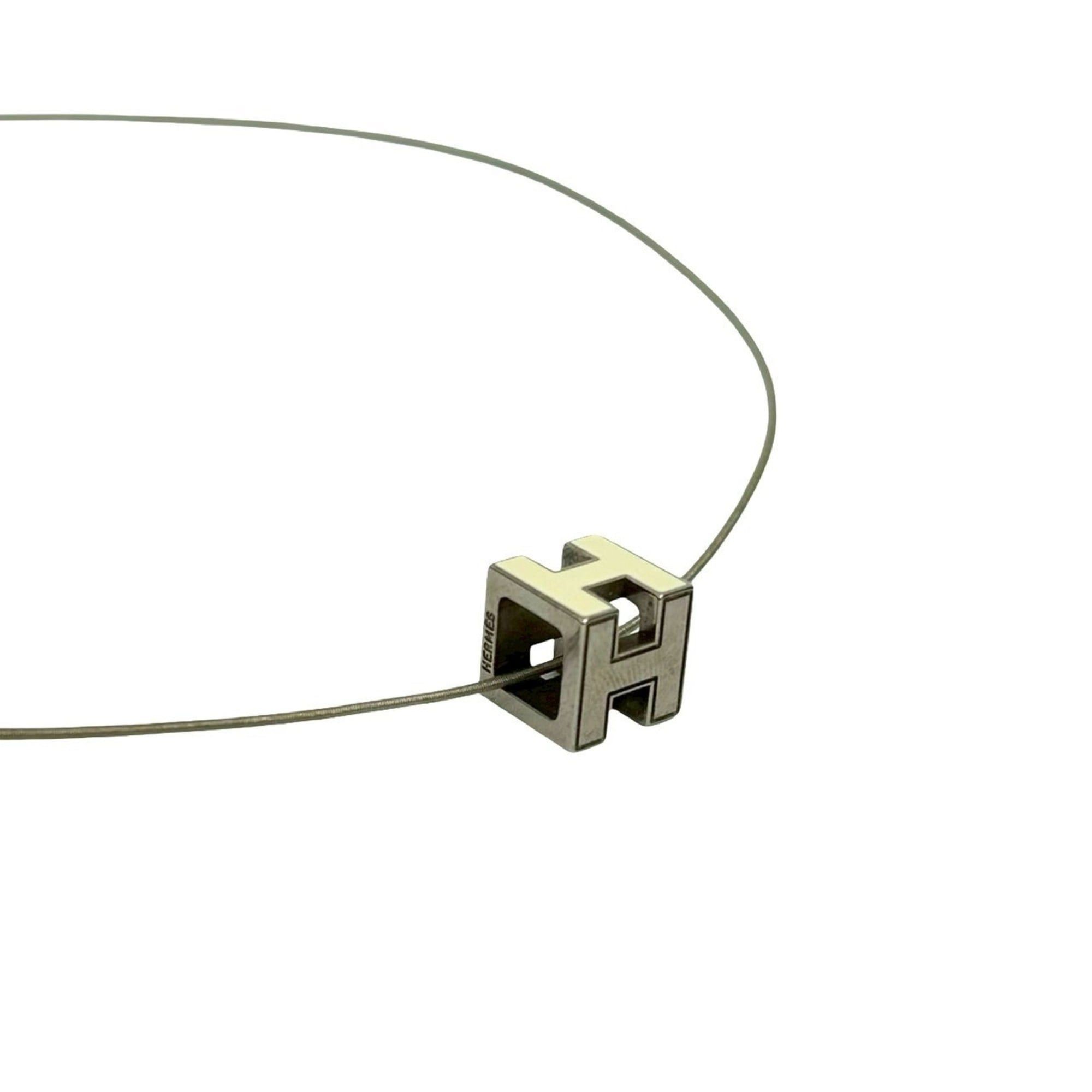 Hermes HERMES Hermès Case d'Ache H-Cube Metal Necklace Pendant in Silver and Off-White, 1606b Size ONE SIZE - 5 Thumbnail