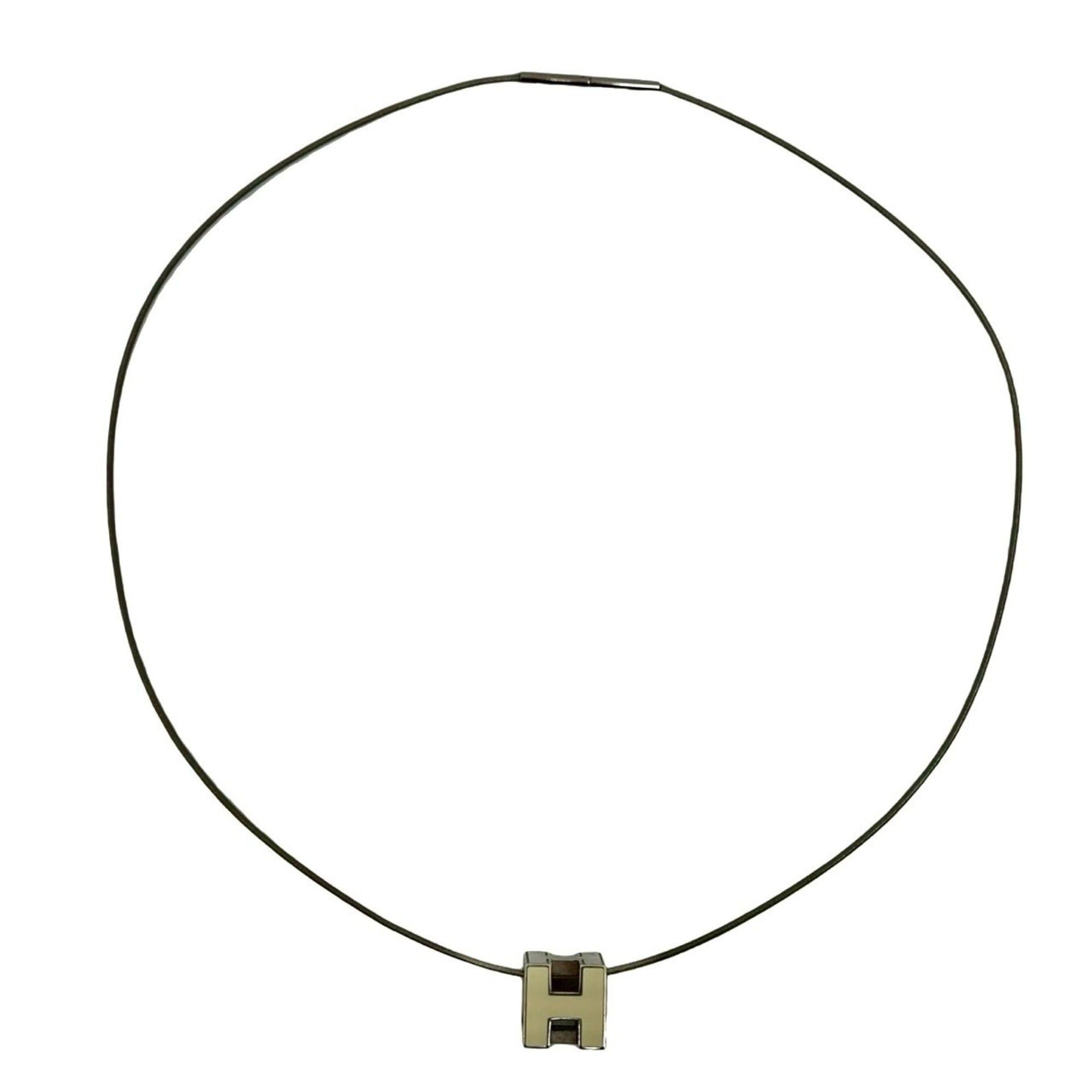 Hermes HERMES Hermès Case d'Ache H-Cube Metal Necklace Pendant in Silver and Off-White, 1606b Size ONE SIZE - 7 Thumbnail