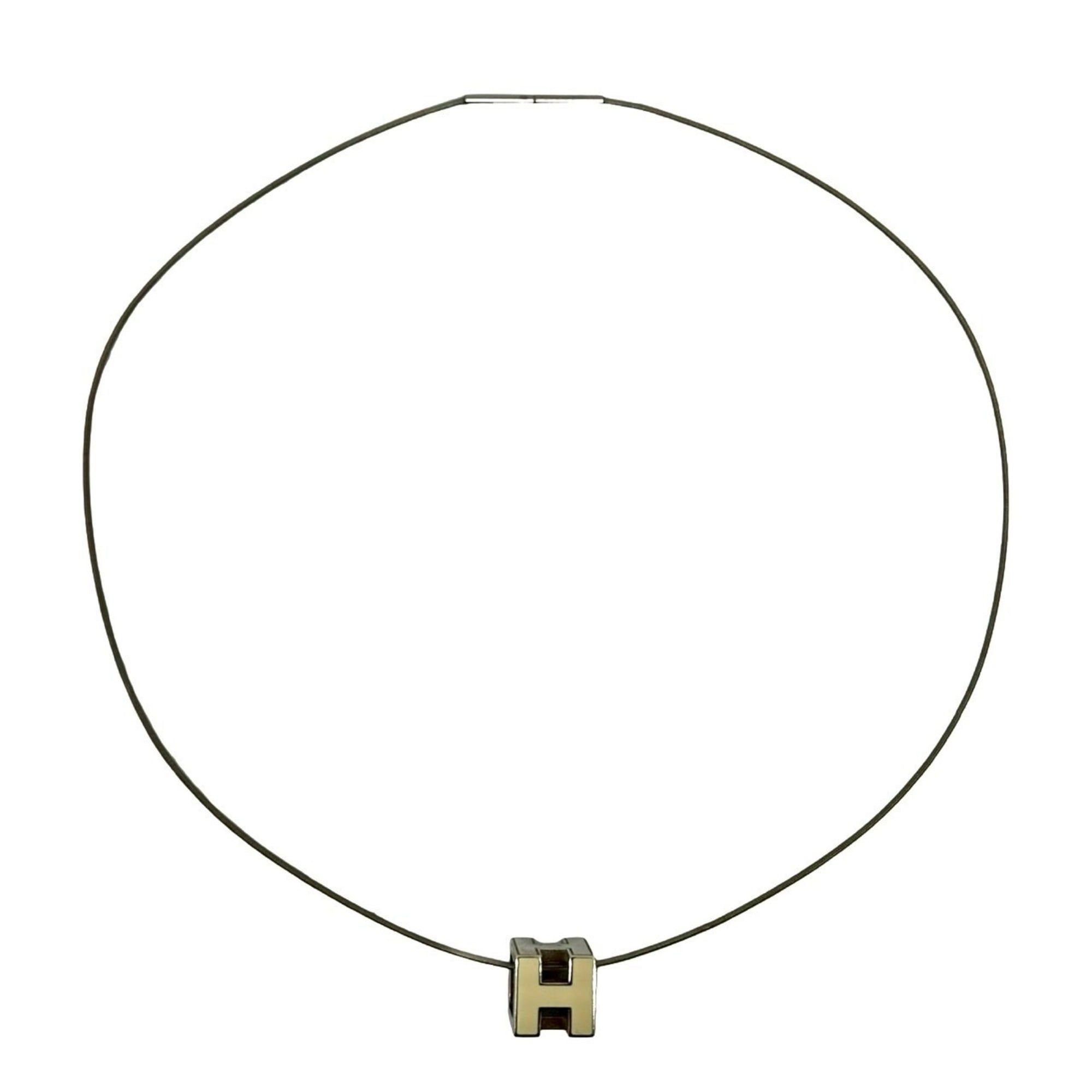 Hermes HERMES Hermès Case d'Ache H-Cube Metal Necklace Pendant in Silver and Off-White, 1606b Size ONE SIZE - 6 Thumbnail
