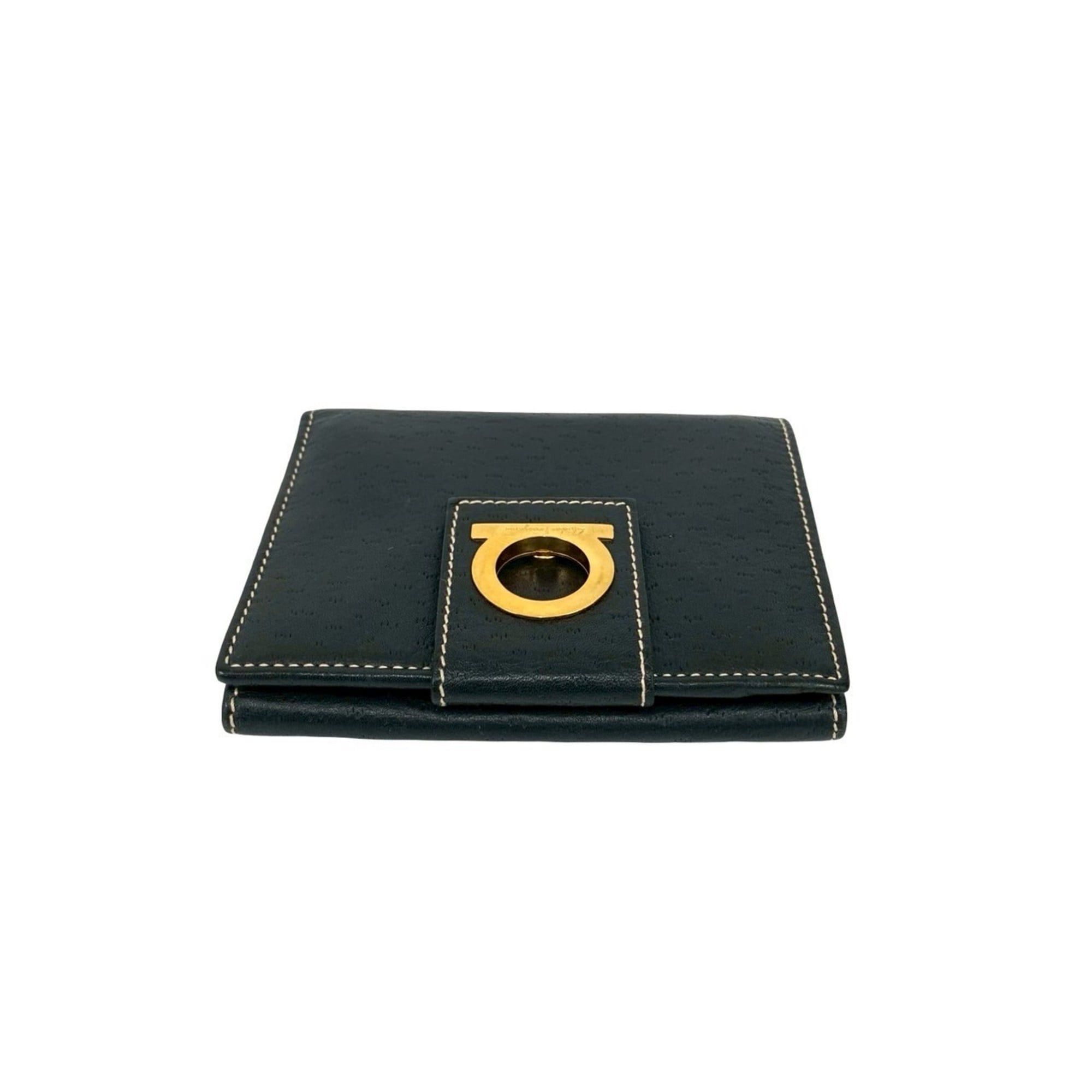 Salvatore Ferragamo Salvatore Ferragamo Gancini Leather Bifold Wallet in Black 40515 Size ONE SIZE - 3 Thumbnail