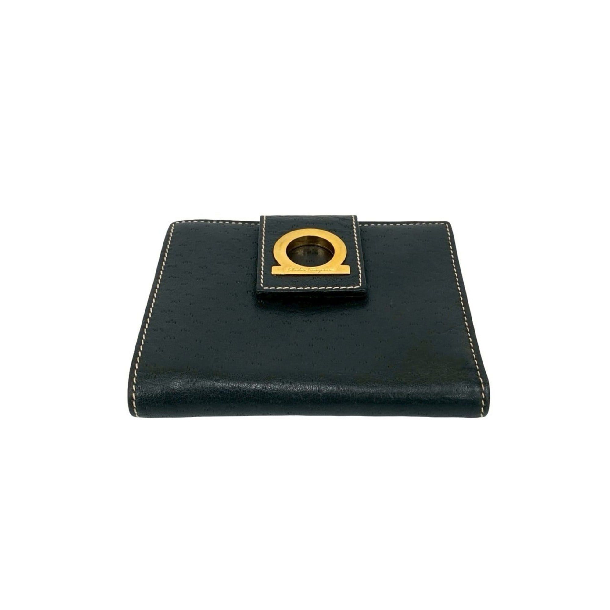 Salvatore Ferragamo Salvatore Ferragamo Gancini Leather Bifold Wallet in Black 40515 Size ONE SIZE - 6 Thumbnail