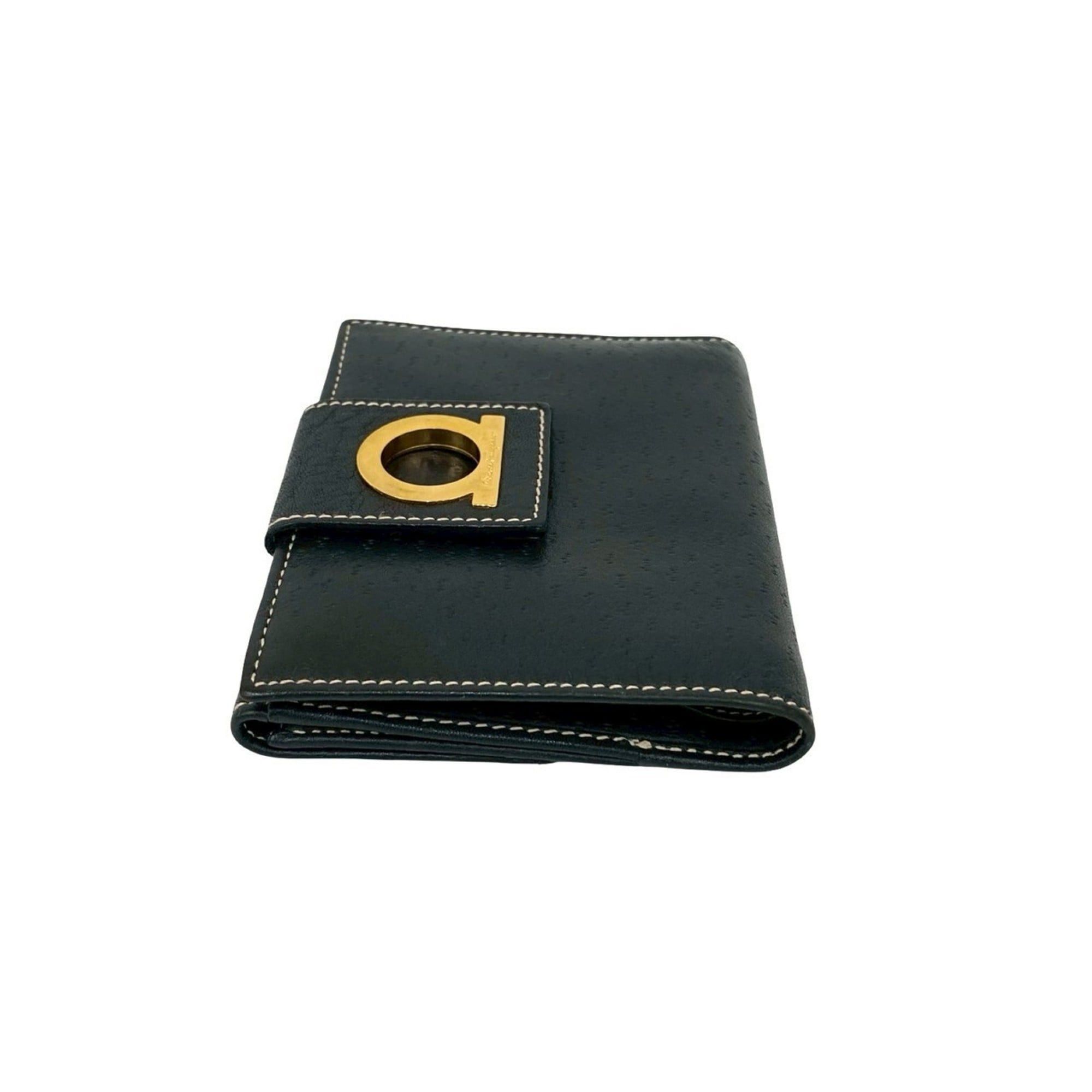 Salvatore Ferragamo Salvatore Ferragamo Gancini Leather Bifold Wallet in Black 40515 Size ONE SIZE - 4 Thumbnail