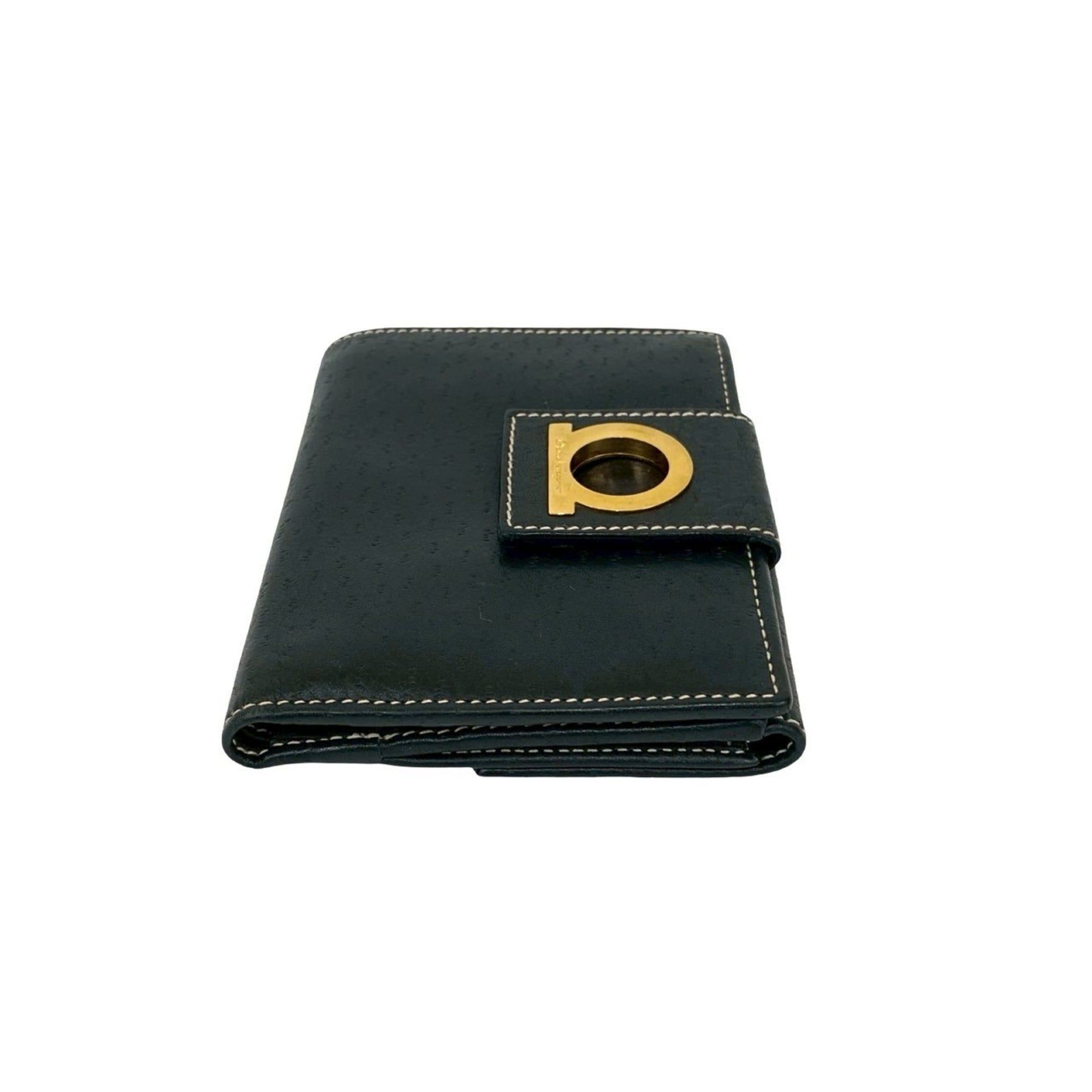 Salvatore Ferragamo Salvatore Ferragamo Gancini Leather Bifold Wallet in Black 40515 Size ONE SIZE - 5 Thumbnail