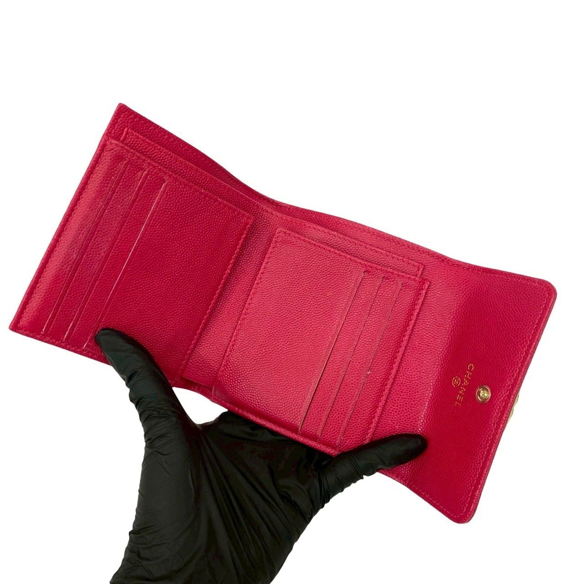 Chanel CHANEL Boy Chanel Coco Mark Caviar Leather Tri-fold Wallet Mini Pink 21262 Size ONE SIZE - 7 Thumbnail