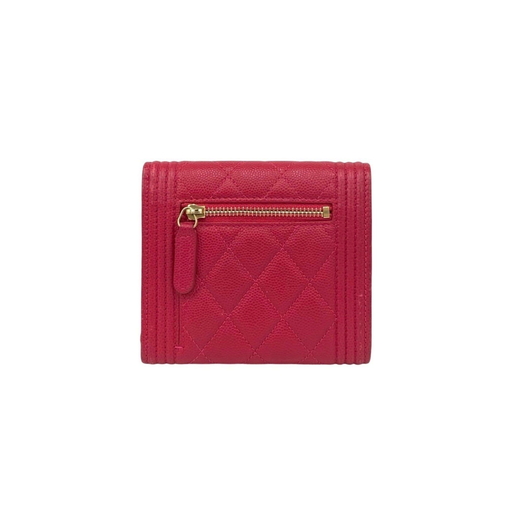 Chanel CHANEL Boy Chanel Coco Mark Caviar Leather Tri-fold Wallet Mini Pink 21262 Size ONE SIZE - 2 Thumbnail