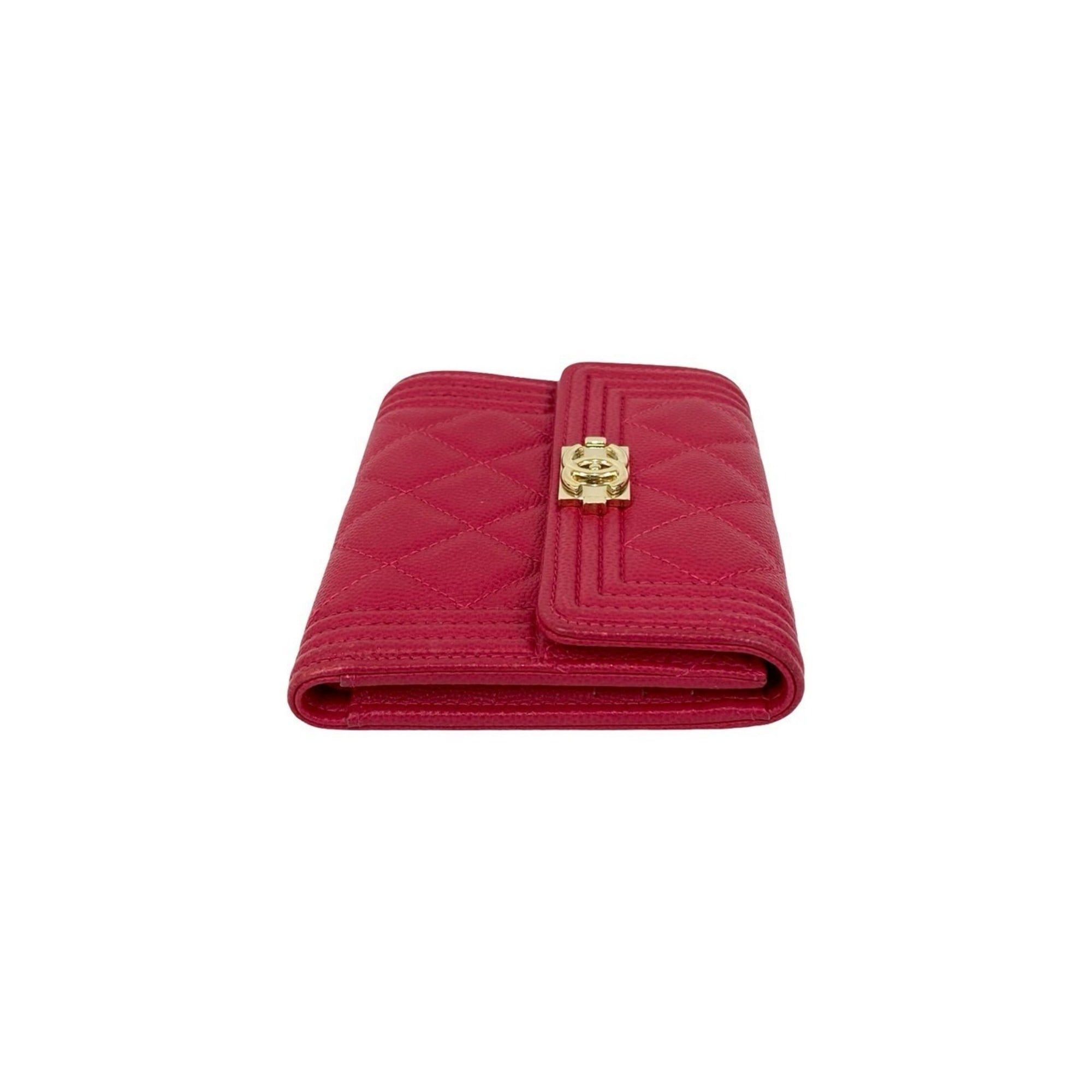 Chanel CHANEL Boy Chanel Coco Mark Caviar Leather Tri-fold Wallet Mini Pink 21262 Size ONE SIZE - 5 Thumbnail