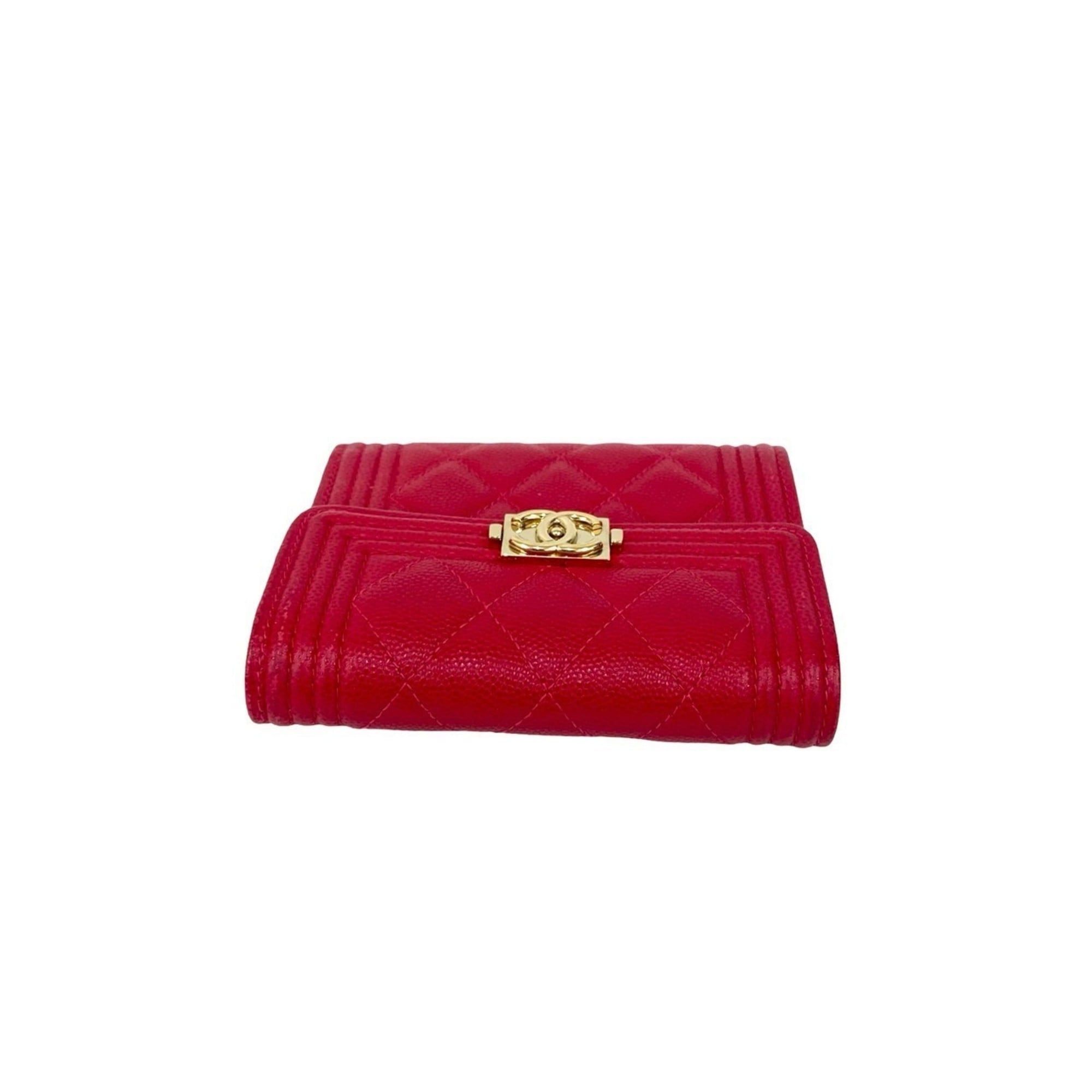 Chanel CHANEL Boy Chanel Coco Mark Caviar Leather Tri-fold Wallet Mini Pink 21262 Size ONE SIZE - 3 Thumbnail