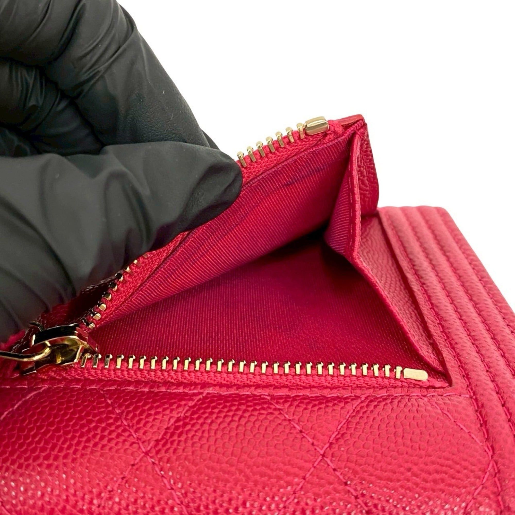 Chanel CHANEL Boy Chanel Coco Mark Caviar Leather Tri-fold Wallet Mini Pink 21262 Size ONE SIZE - 10 Thumbnail