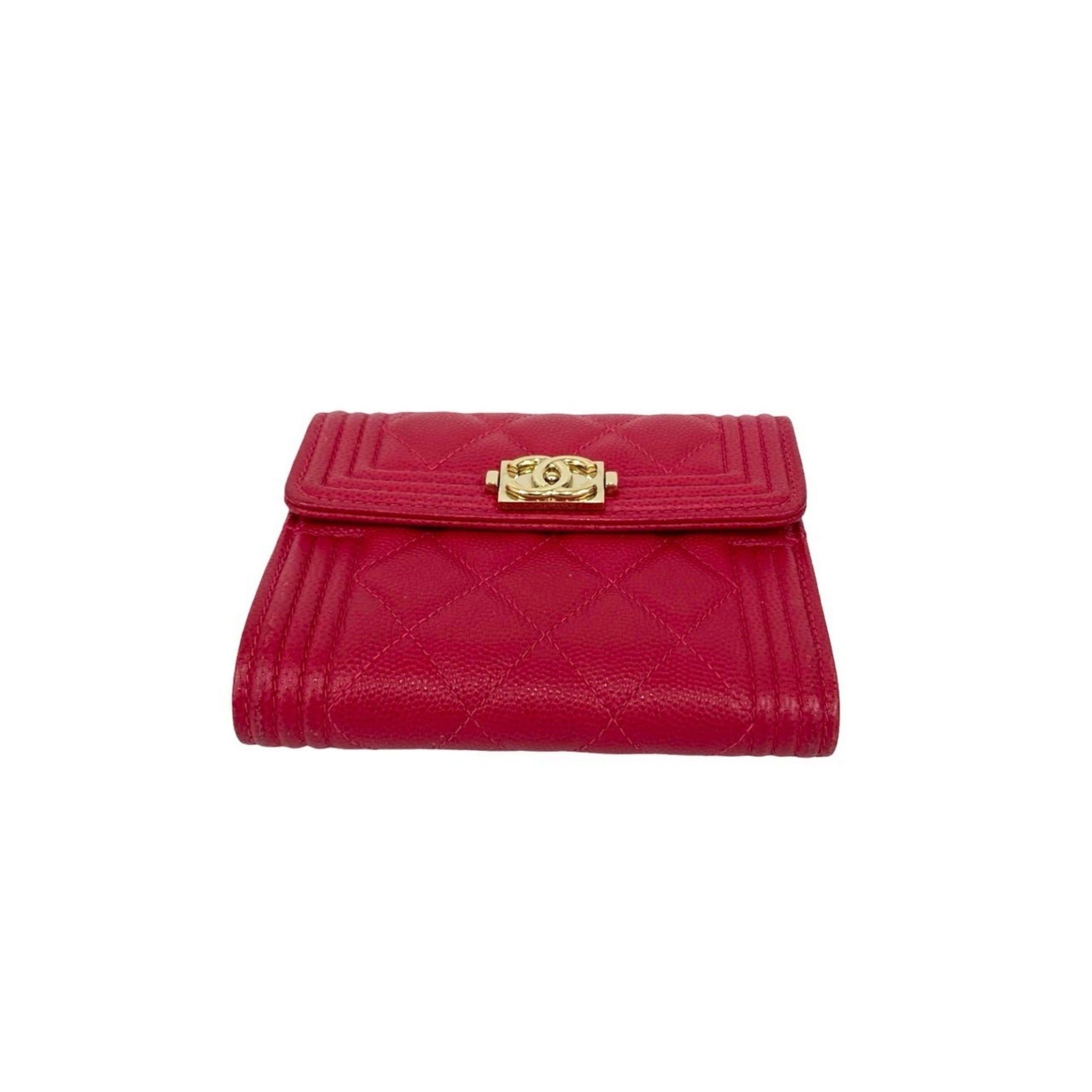 Chanel CHANEL Boy Chanel Coco Mark Caviar Leather Tri-fold Wallet Mini Pink 21262 Size ONE SIZE - 6 Thumbnail