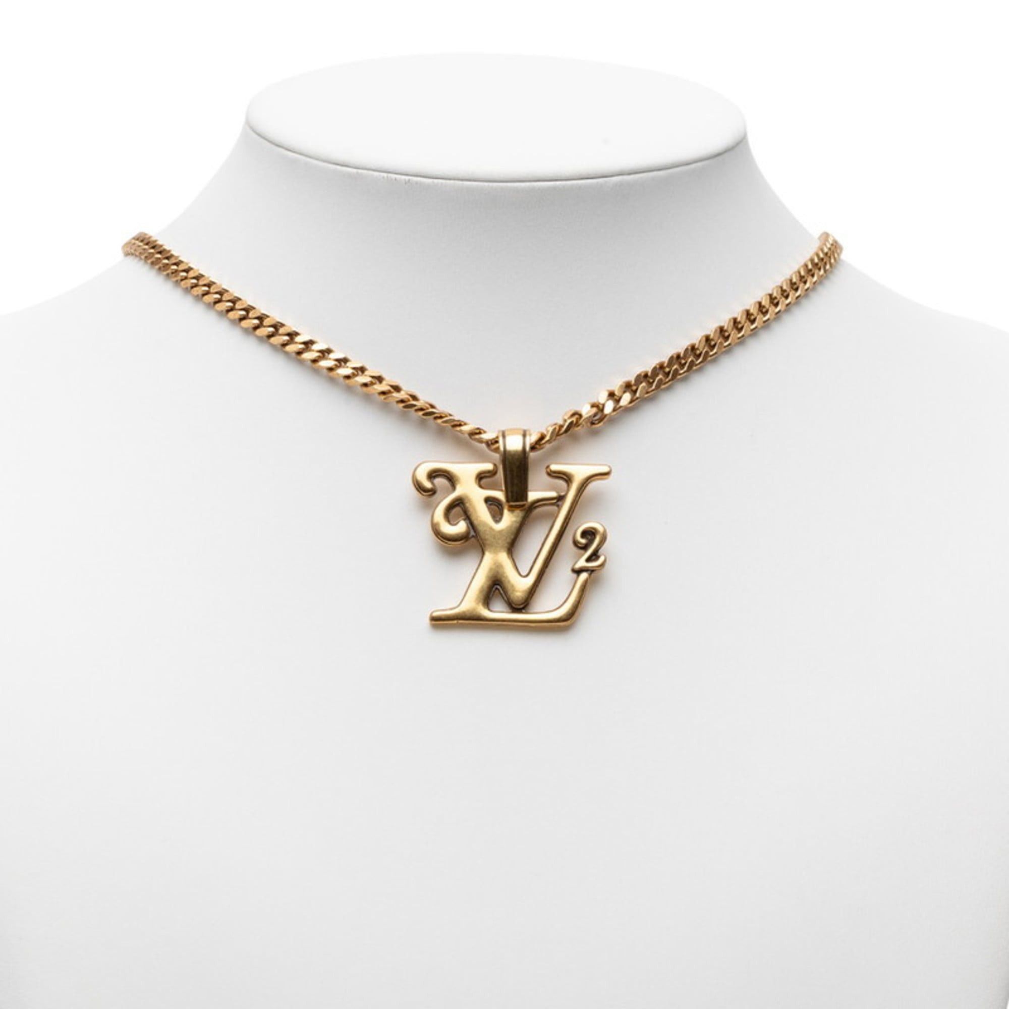 Louis Vuitton Louis Vuitton x NIGO Collier Squared LV Chain Pendant Necklace, Gold Plated, Men's Size ONE SIZE - 7 Thumbnail
