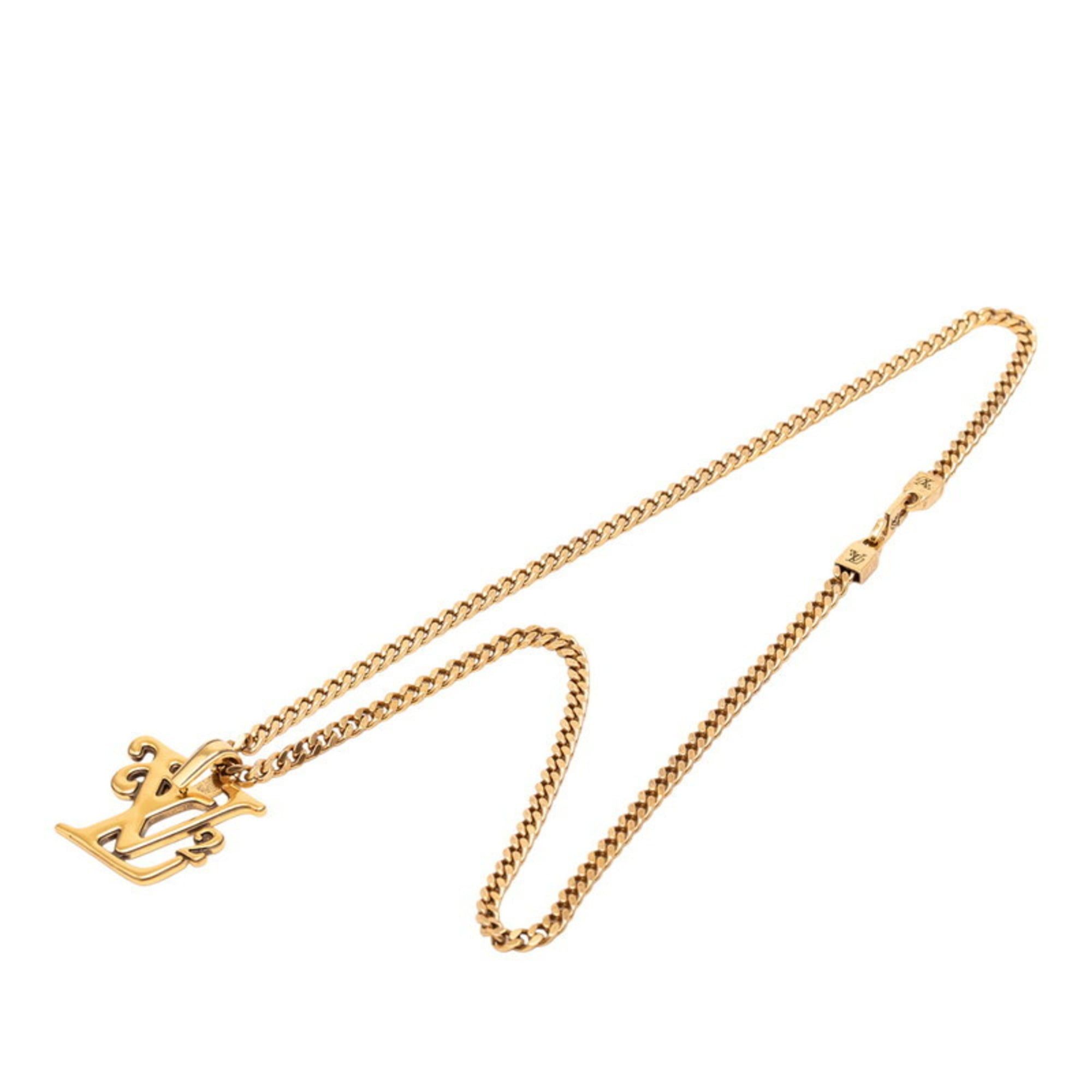 Louis Vuitton Louis Vuitton x NIGO Collier Squared LV Chain Pendant Necklace, Gold Plated, Men's Size ONE SIZE - 3 Thumbnail