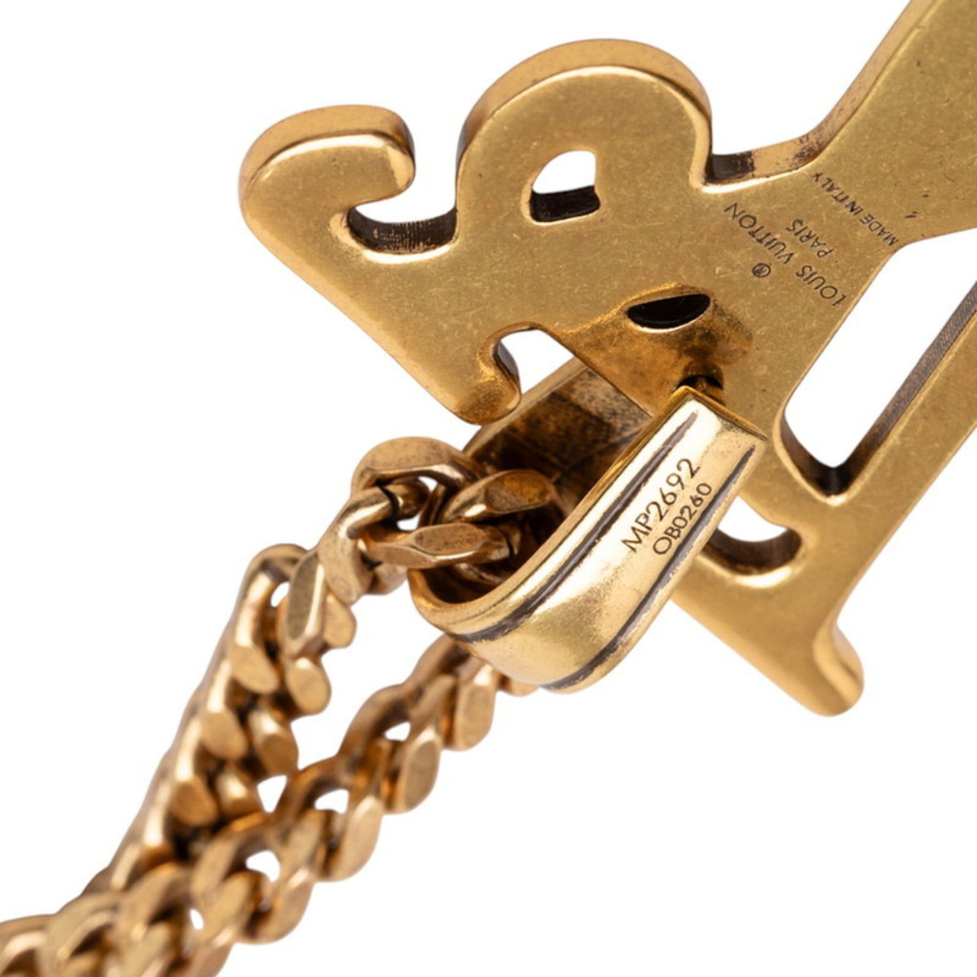 Louis Vuitton Louis Vuitton x NIGO Collier Squared LV Chain Pendant Necklace, Gold Plated, Men's Size ONE SIZE - 4 Thumbnail