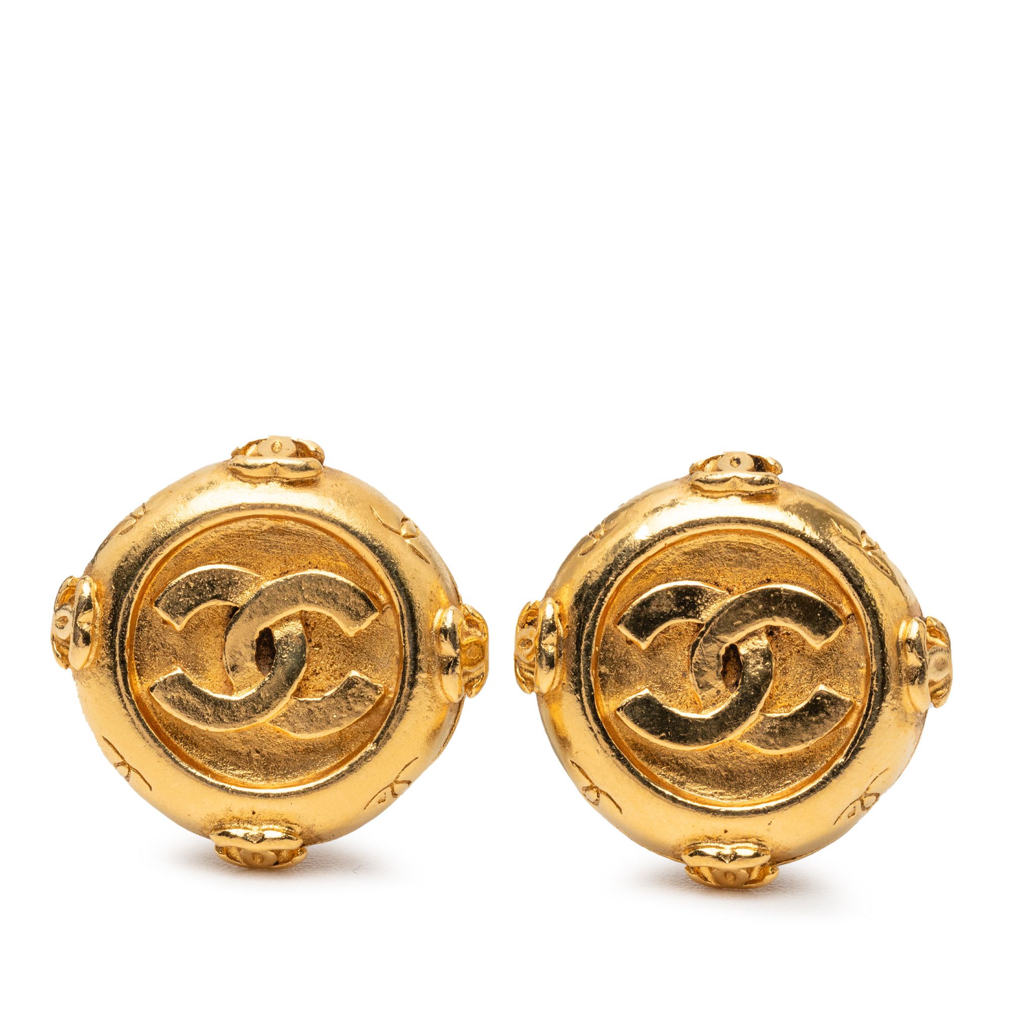 Chanel Chanel Gold Plated CC Round Clip On Earrings Size ONE SIZE - 3 Thumbnail