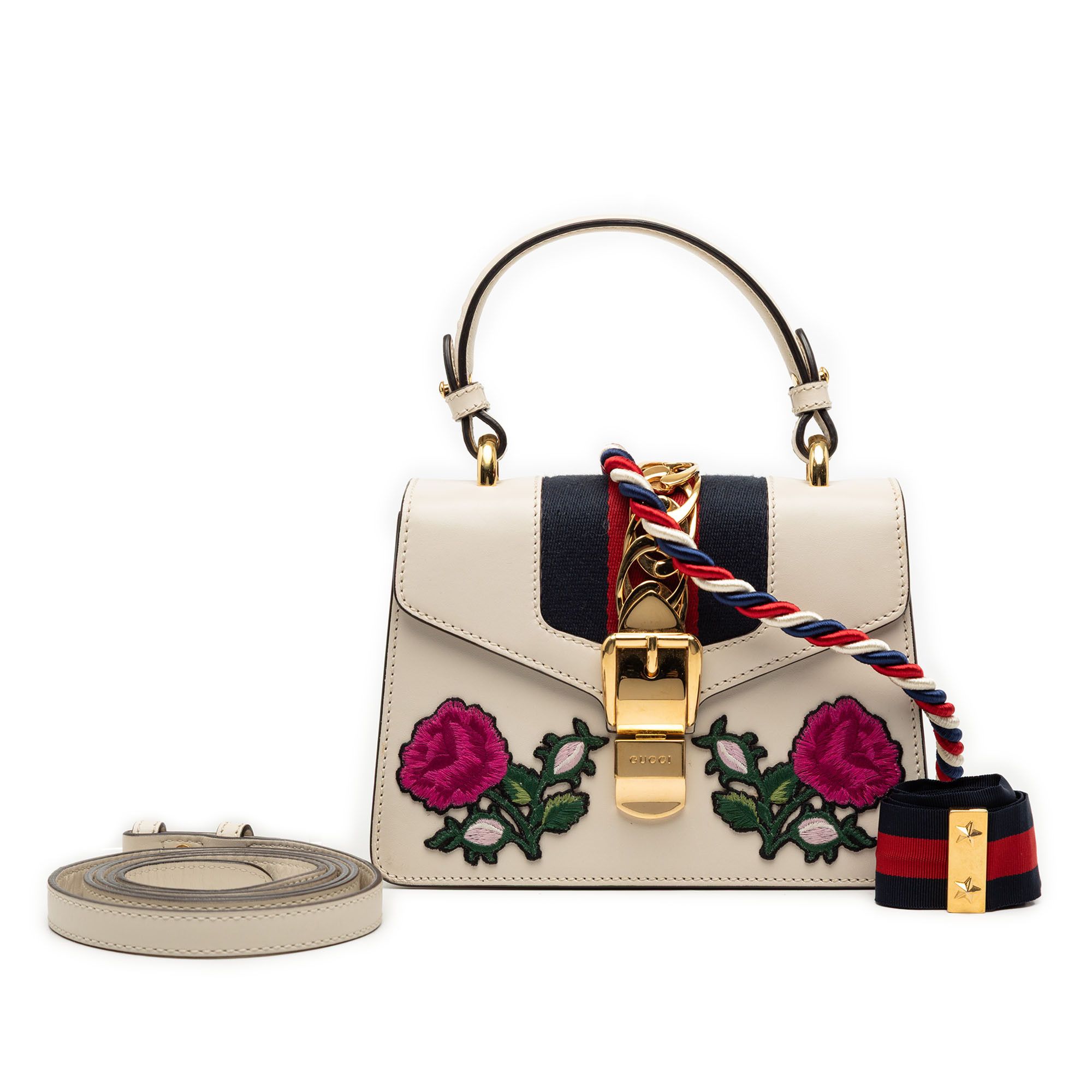 Gucci Gucci Mini Embroidered Leather Sylvie Satchel Size ONE SIZE - 9 Thumbnail