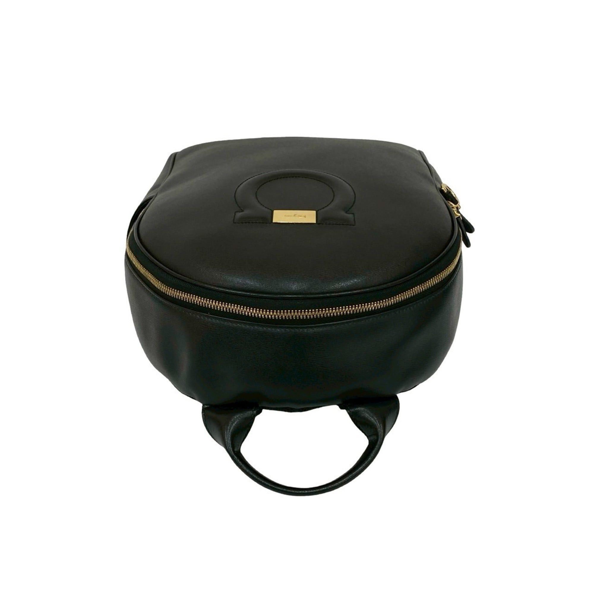 Salvatore Ferragamo Salvatore Ferragamo Gancini logo stitched leather backpack in black (50900) Size ONE SIZE - 4 Thumbnail