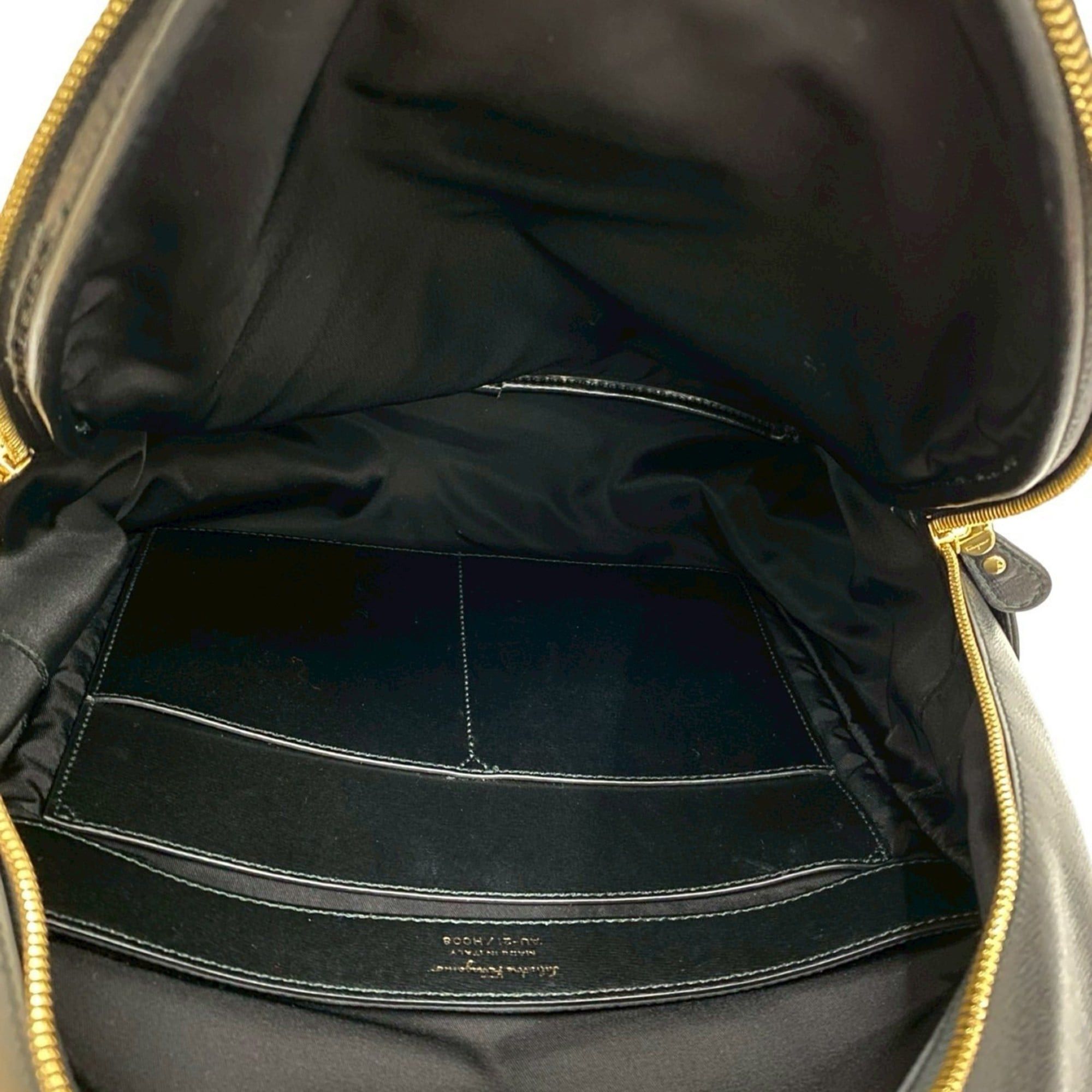 Salvatore Ferragamo Salvatore Ferragamo Gancini logo stitched leather backpack in black (50900) Size ONE SIZE - 9 Thumbnail