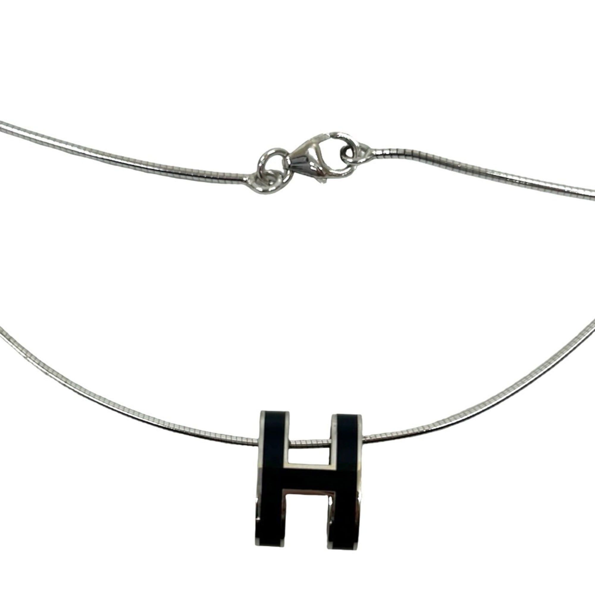 Hermes HERMES Hermès Case d'Ache H Cube Silver 925 Necklace Pendant Black 53329 Size ONE SIZE - 3 Thumbnail