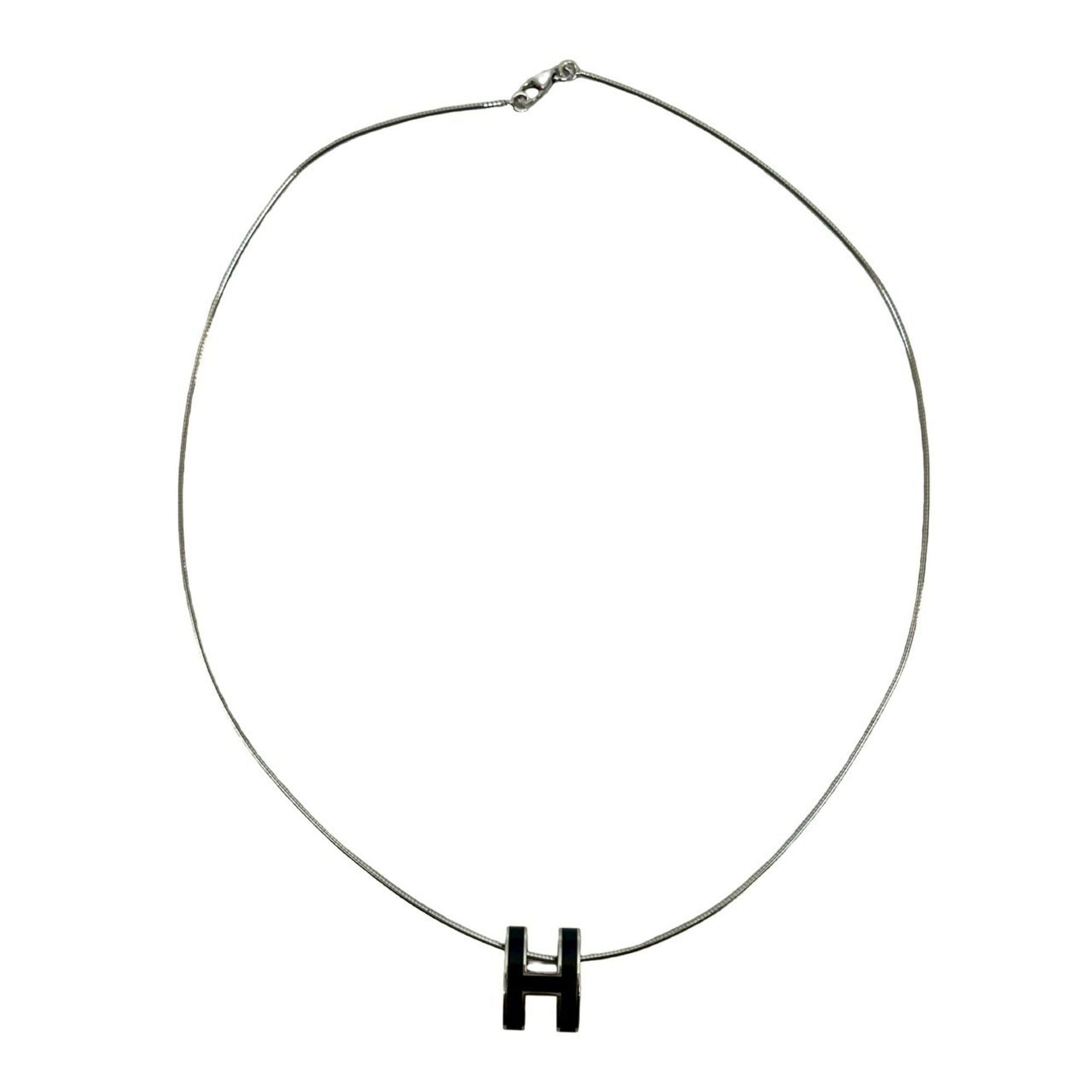 Hermes HERMES Hermès Case d'Ache H Cube Silver 925 Necklace Pendant Black 53329 Size ONE SIZE - 5 Thumbnail