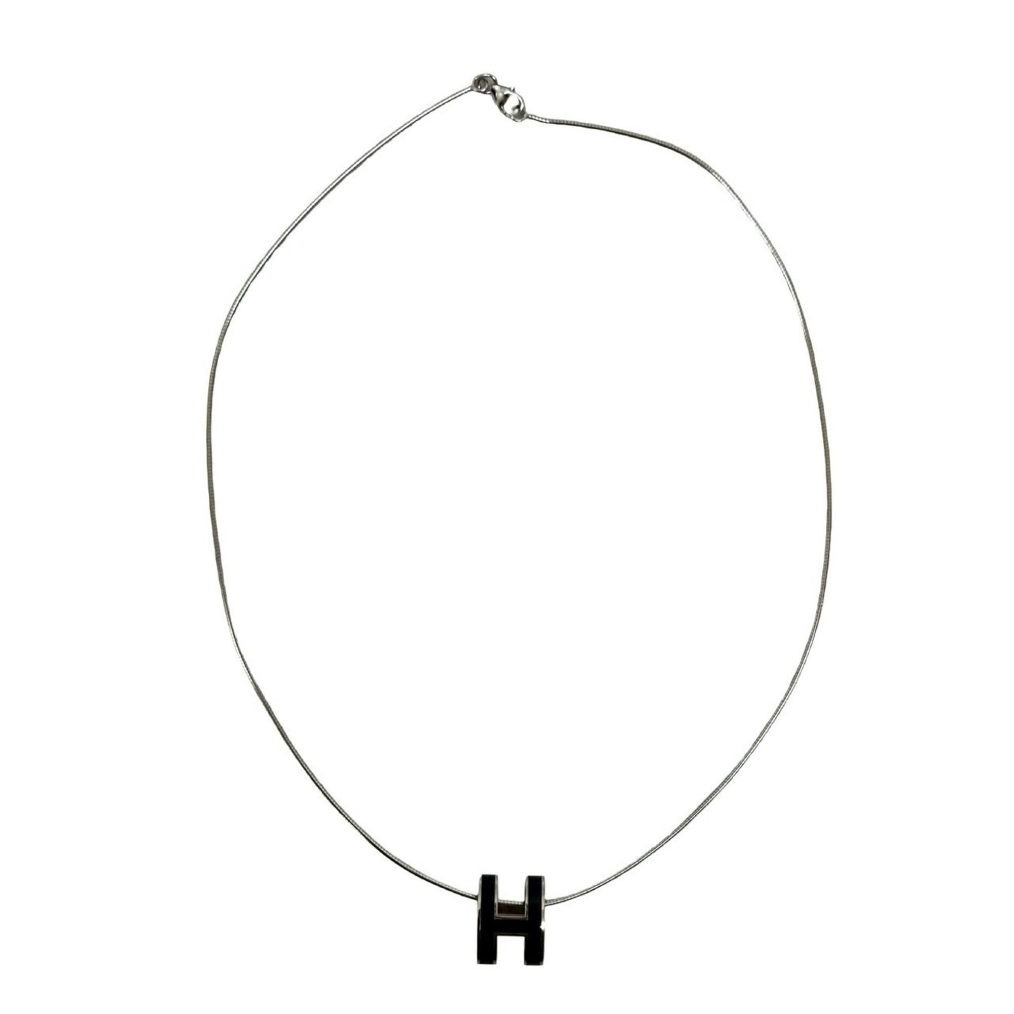 Hermes HERMES Hermès Case d'Ache H Cube Silver 925 Necklace Pendant Black 53329 Size ONE SIZE - 4 Thumbnail