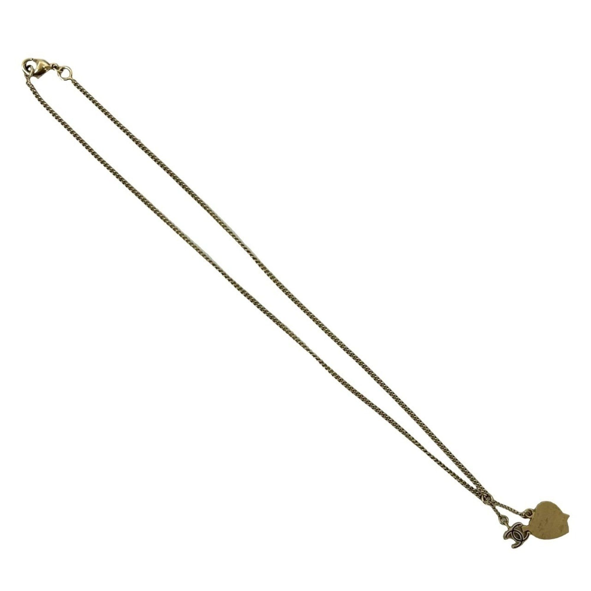 Chanel CHANEL Coco Mark Heart Motif GP Rhinestone Necklace Pendant Gold Red 67071 Size ONE SIZE - 6 Thumbnail