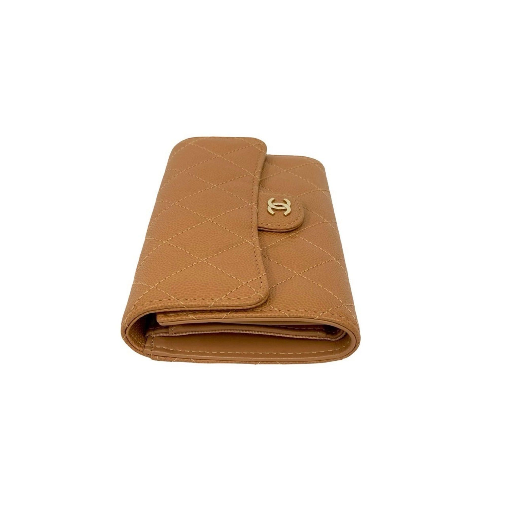 Chanel CHANEL Matelasse Coco Mark Caviar Leather Tri-fold Wallet, Beige, 69407 Size ONE SIZE - 5 Thumbnail