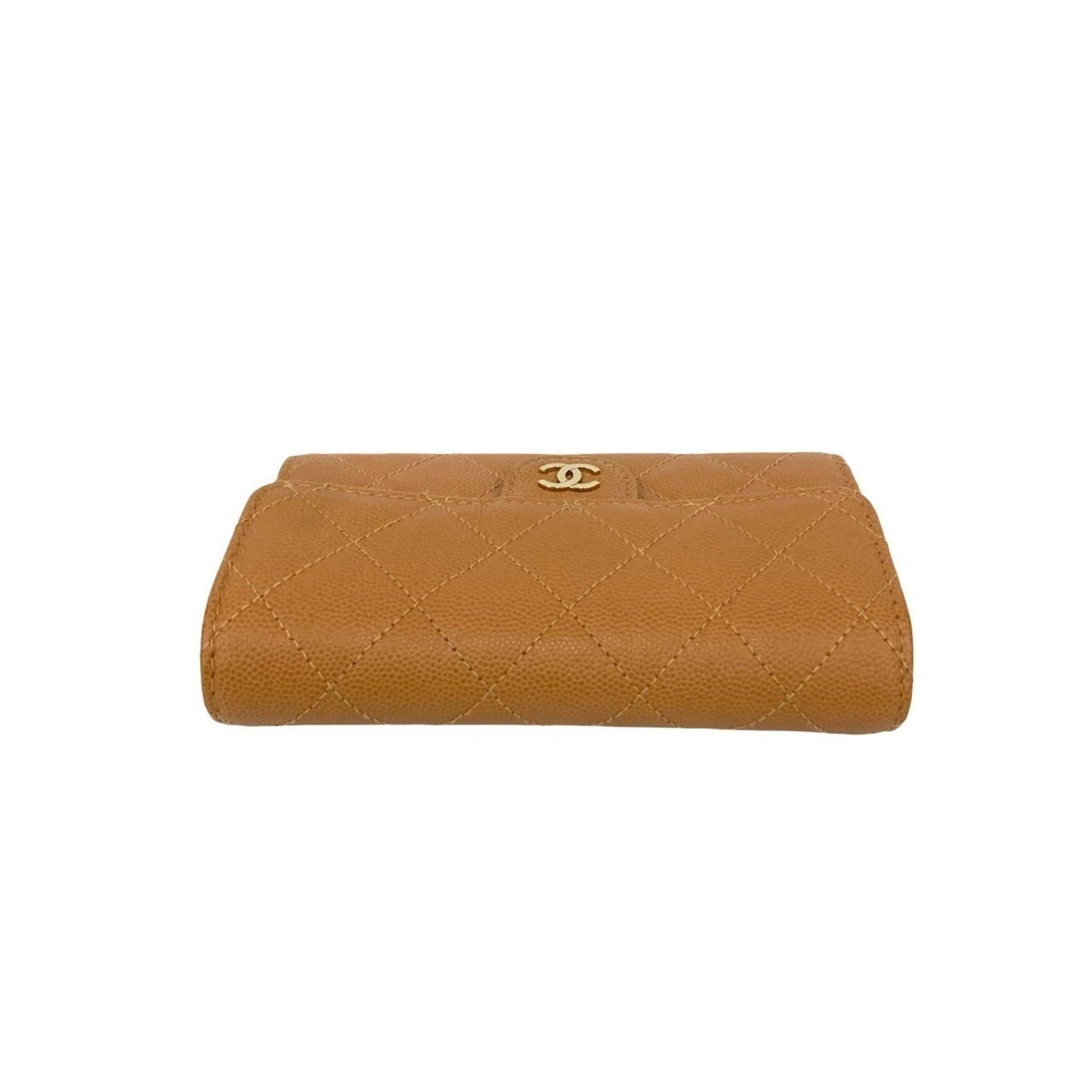 Chanel CHANEL Matelasse Coco Mark Caviar Leather Tri-fold Wallet, Beige, 69407 Size ONE SIZE - 3 Thumbnail