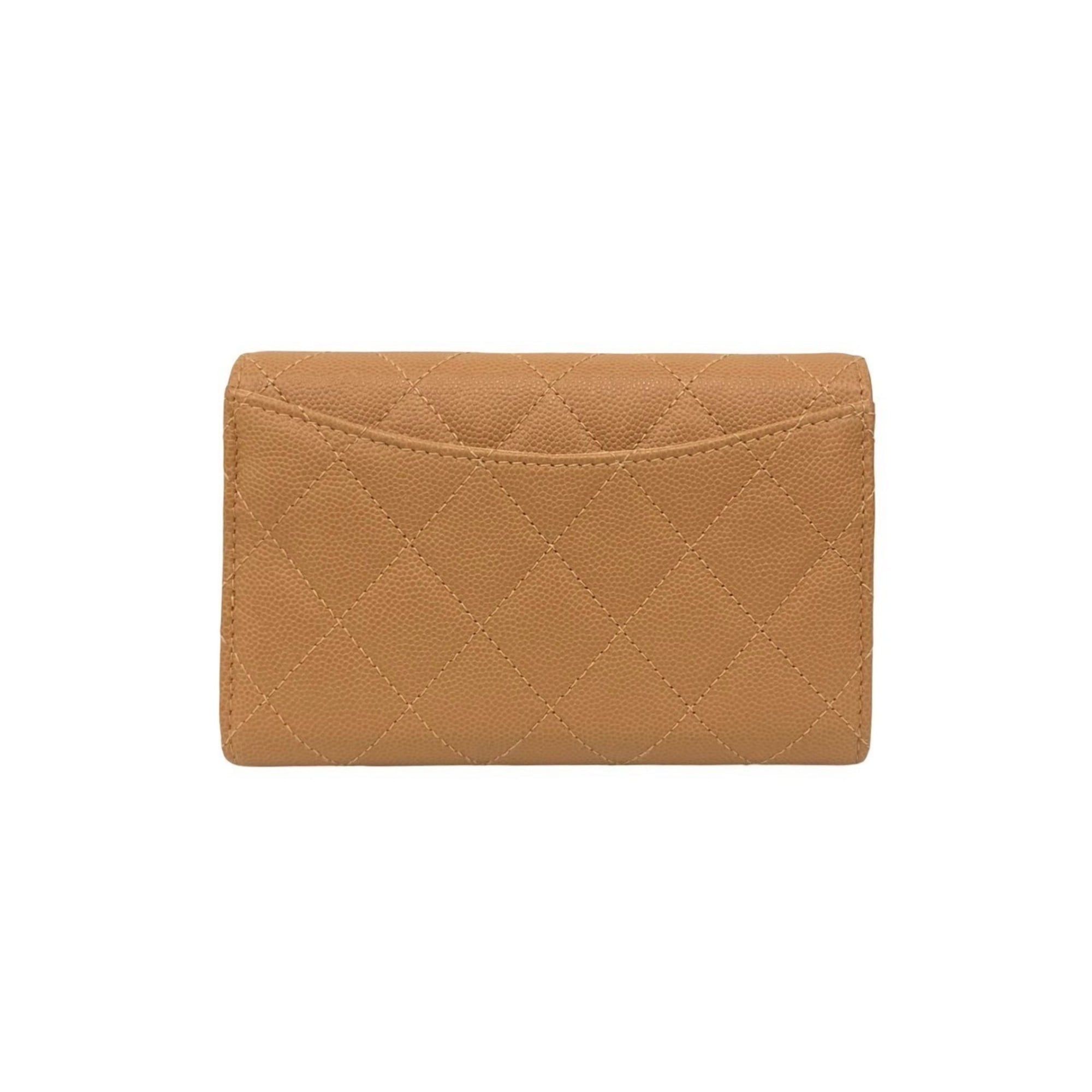 Chanel CHANEL Matelasse Coco Mark Caviar Leather Tri-fold Wallet, Beige, 69407 Size ONE SIZE - 2 Thumbnail
