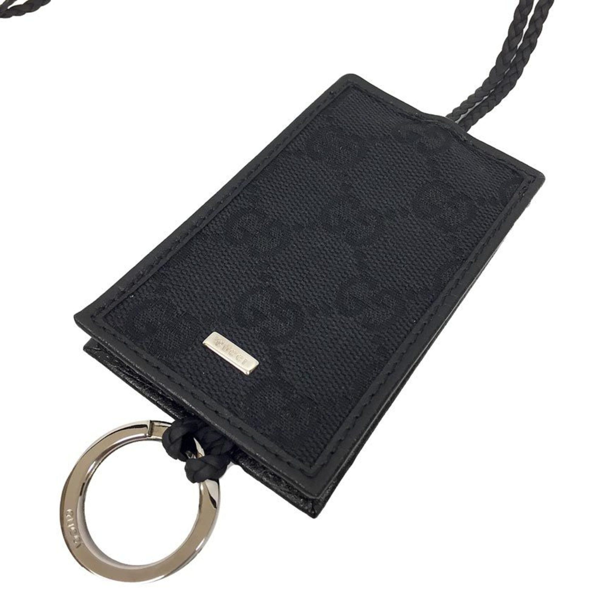 Gucci GUCCI GG Canvas Crochet Necklace Key Ring Keychain Charm Black Pendant Gucci Men's Size ONE SIZE - 2 Thumbnail