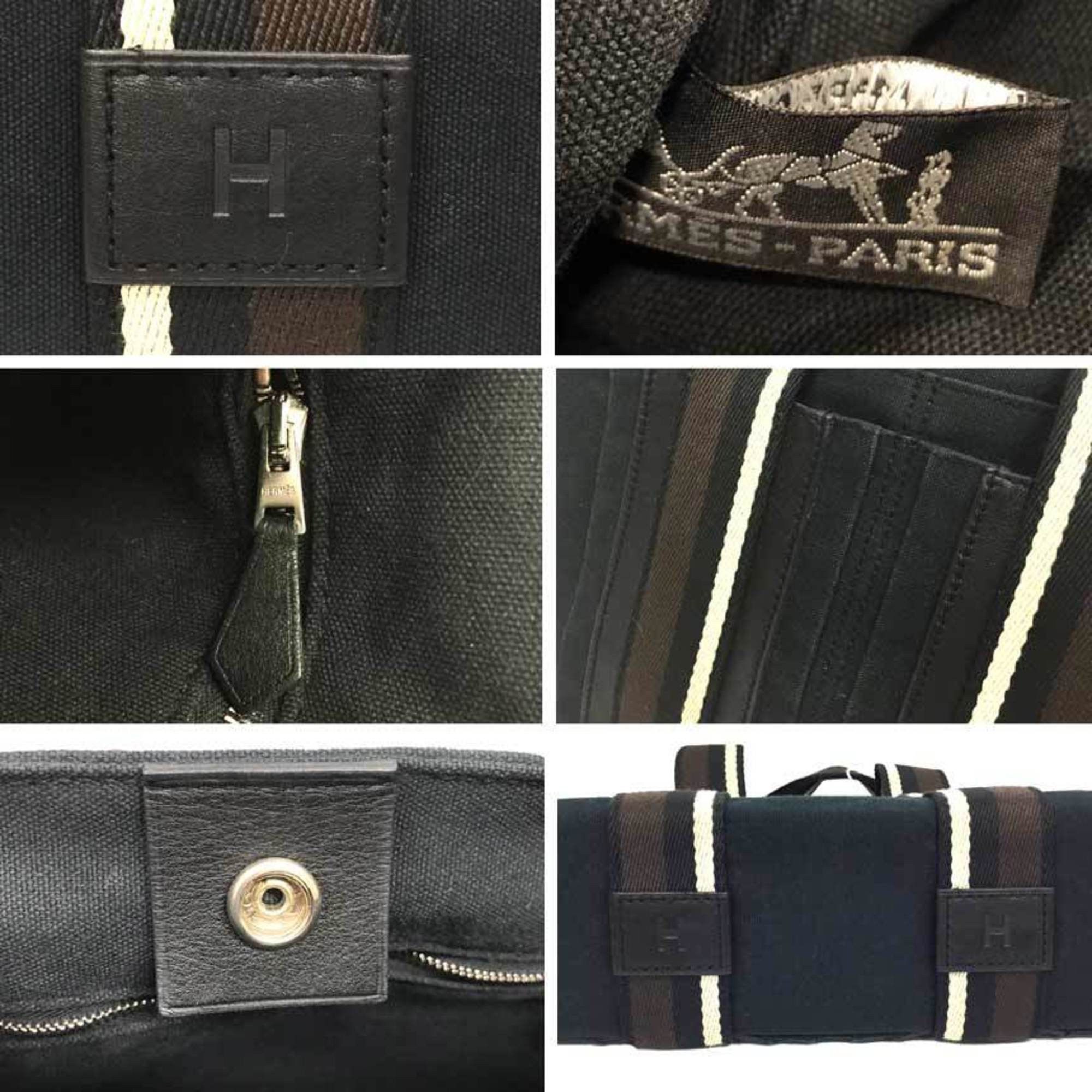 Hermes Hermes Troca Horizontal PM Tote Bag Canvas x Leather Black Size ONE SIZE - 3 Thumbnail