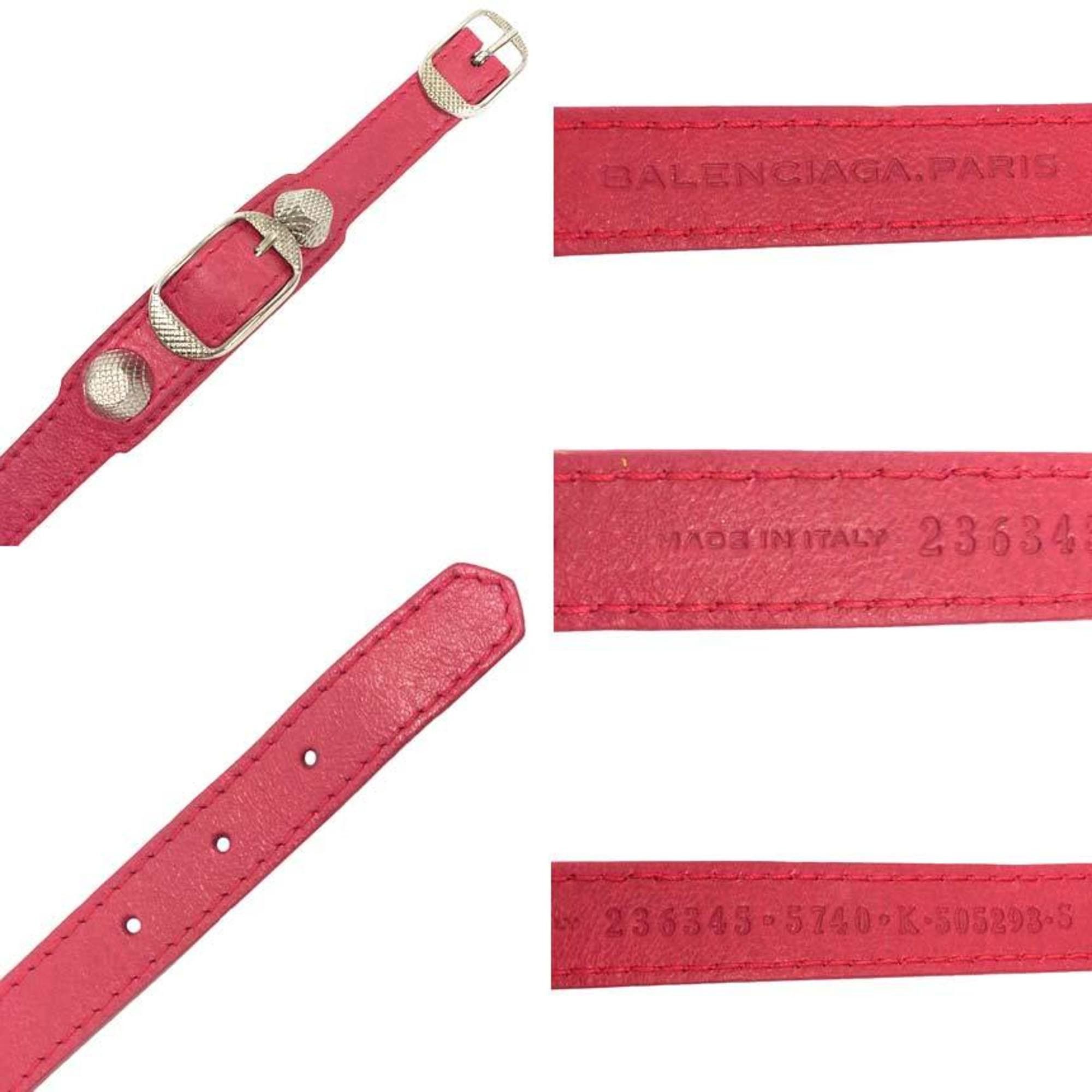 Balenciaga BALENCIAGA Giant Bracelet 236345 Leather Rose Pink x Silver Size ONE SIZE - 3 Thumbnail