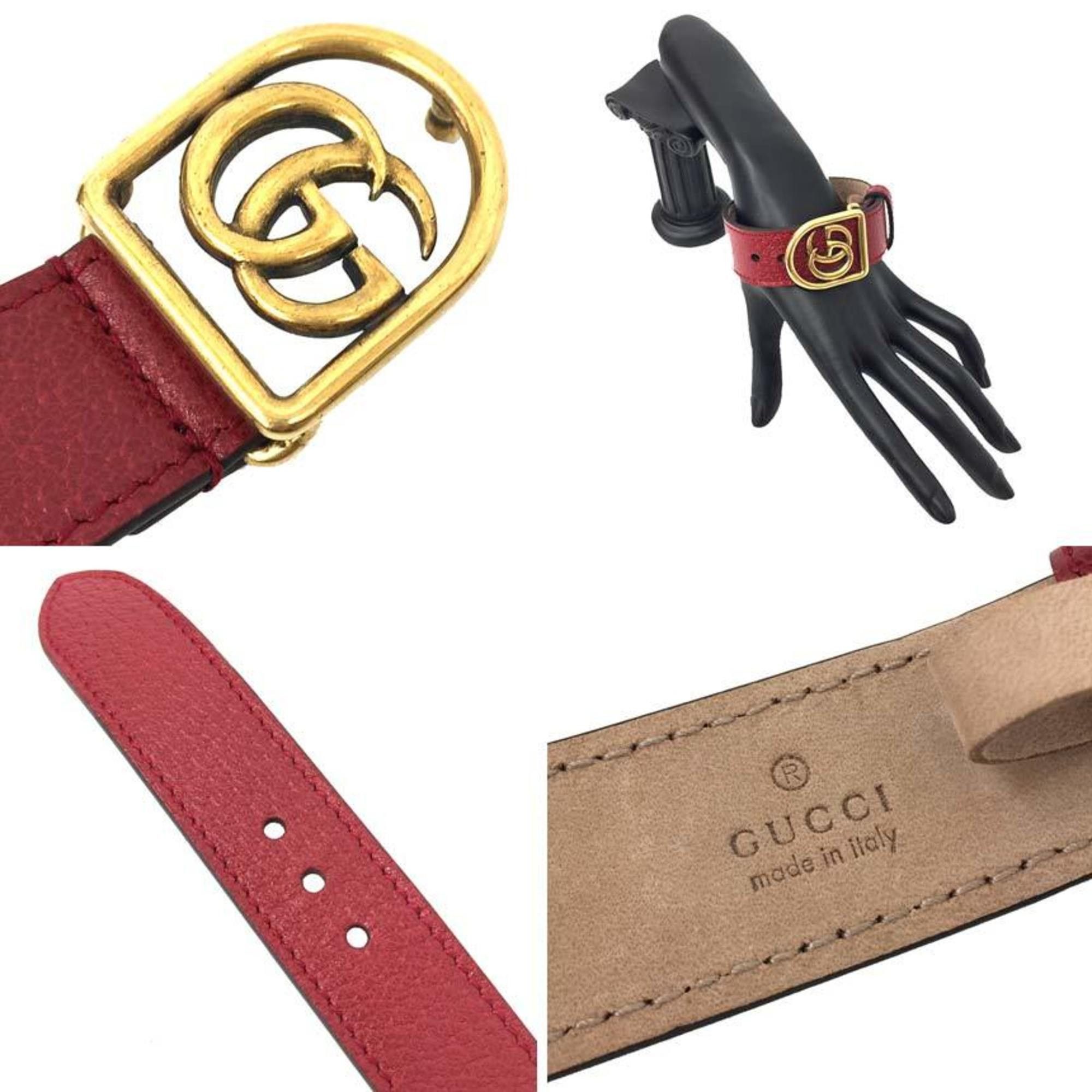 Gucci Gucci GG Marmont Leather Bracelet in Red and Gold for Men Women Size ONE SIZE - 3 Thumbnail