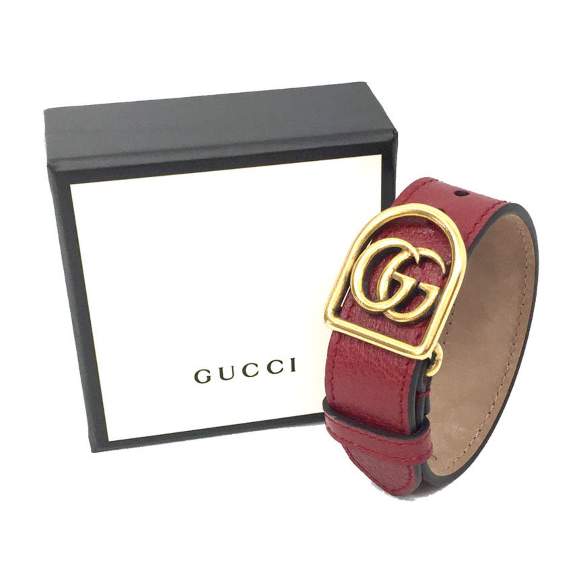 Gucci Gucci GG Marmont Leather Bracelet in Red and Gold for Men Women Size ONE SIZE - 2 Thumbnail