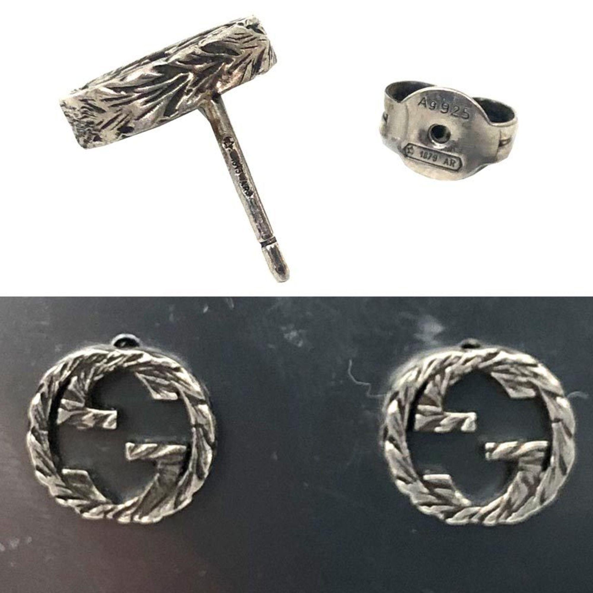 Gucci Gucci Interlocking G Engraved Earrings 457109 J8400 0811 Silver AG925 Unisex Size ONE SIZE - 2 Thumbnail