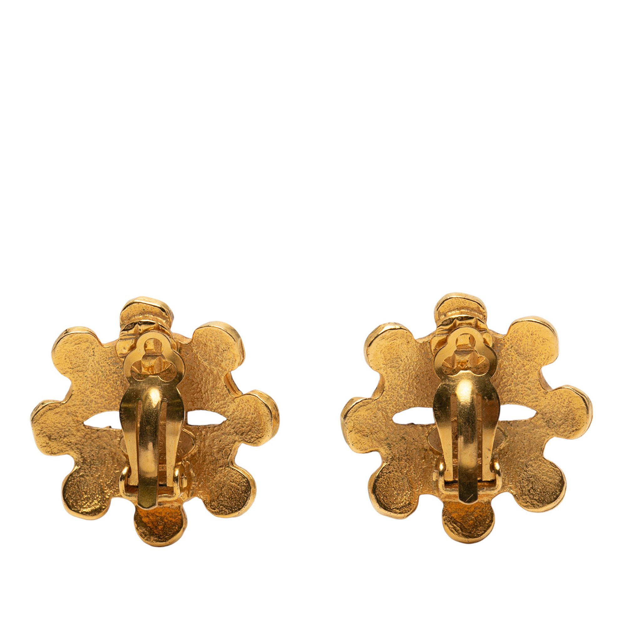 Chanel Chanel CC Gold Plated Flower Clip On Earrings Size ONE SIZE - 2 Thumbnail