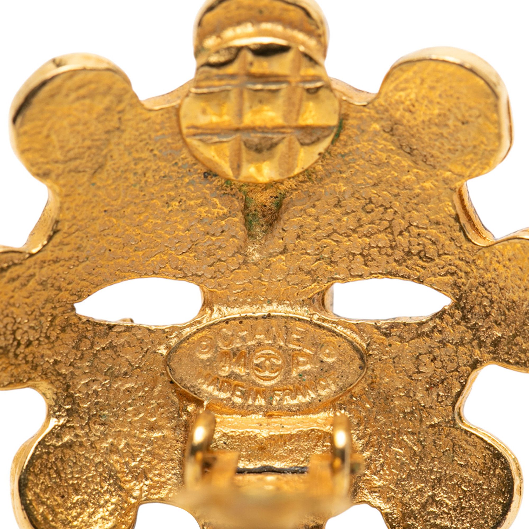 Chanel Chanel CC Gold Plated Flower Clip On Earrings Size ONE SIZE - 3 Thumbnail