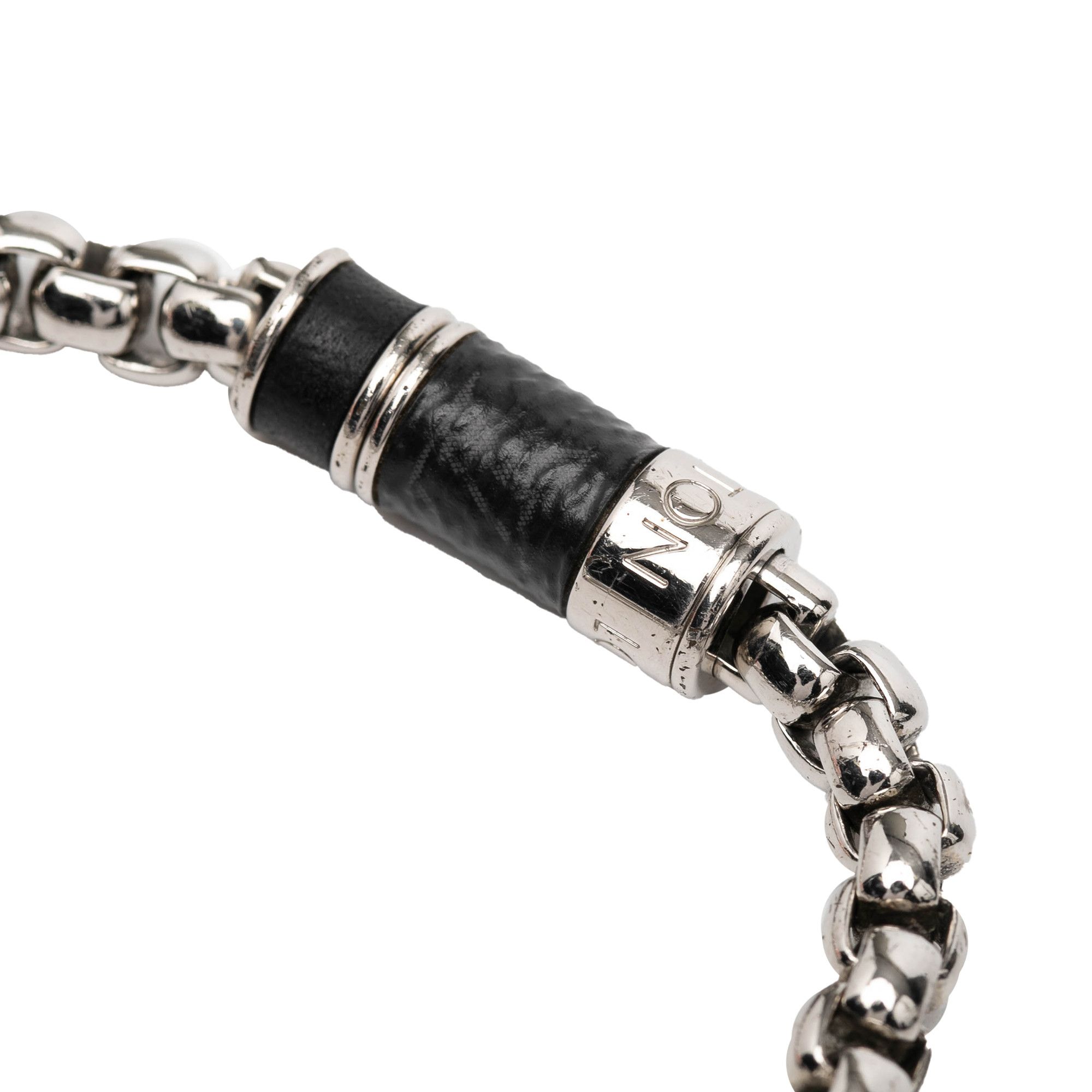 Louis Vuitton Louis Vuitton Silver Plated Monogram Eclipse Chain Bracelet Size ONE SIZE - 4 Thumbnail