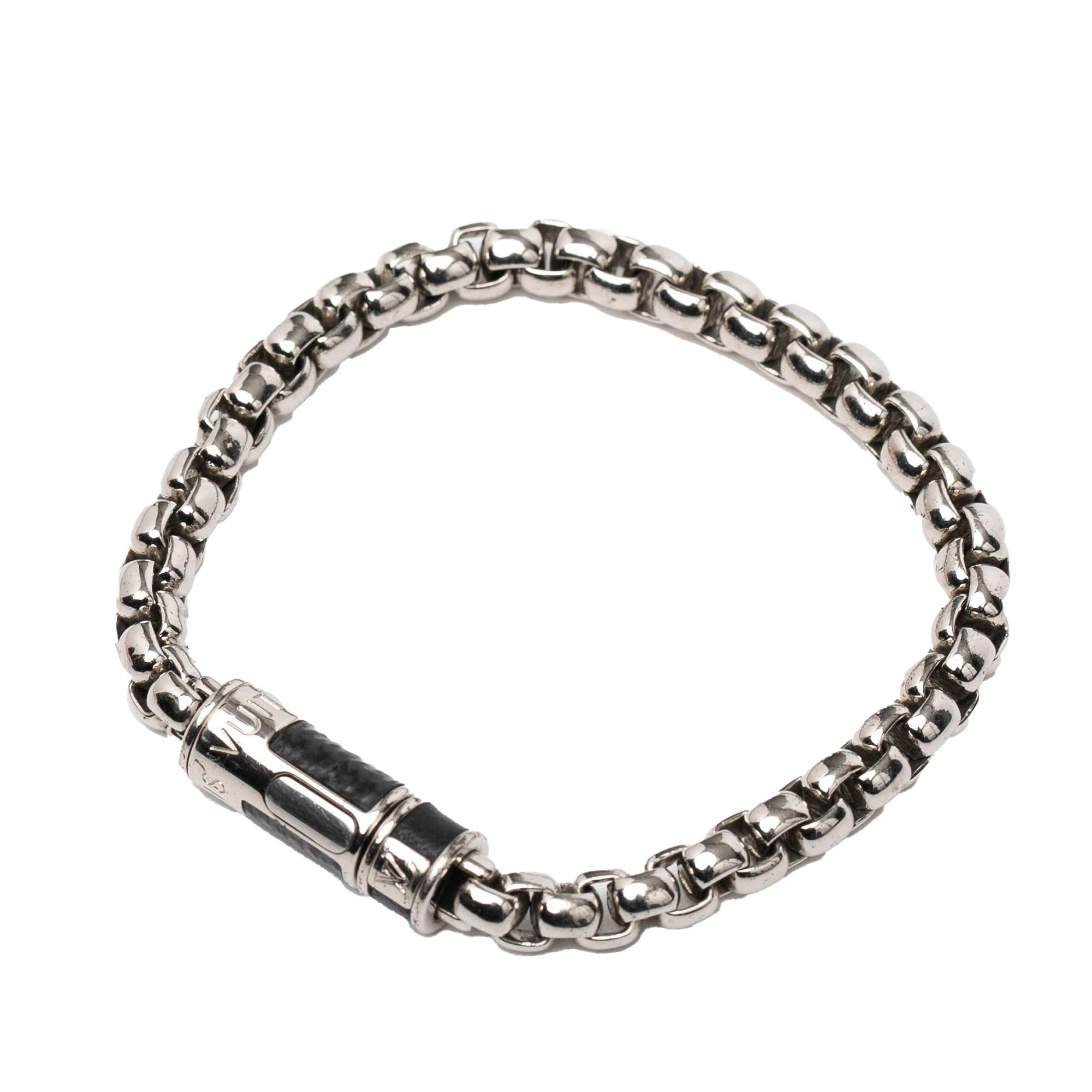 Louis Vuitton Louis Vuitton Silver Plated Monogram Eclipse Chain Bracelet Size ONE SIZE - 2 Thumbnail