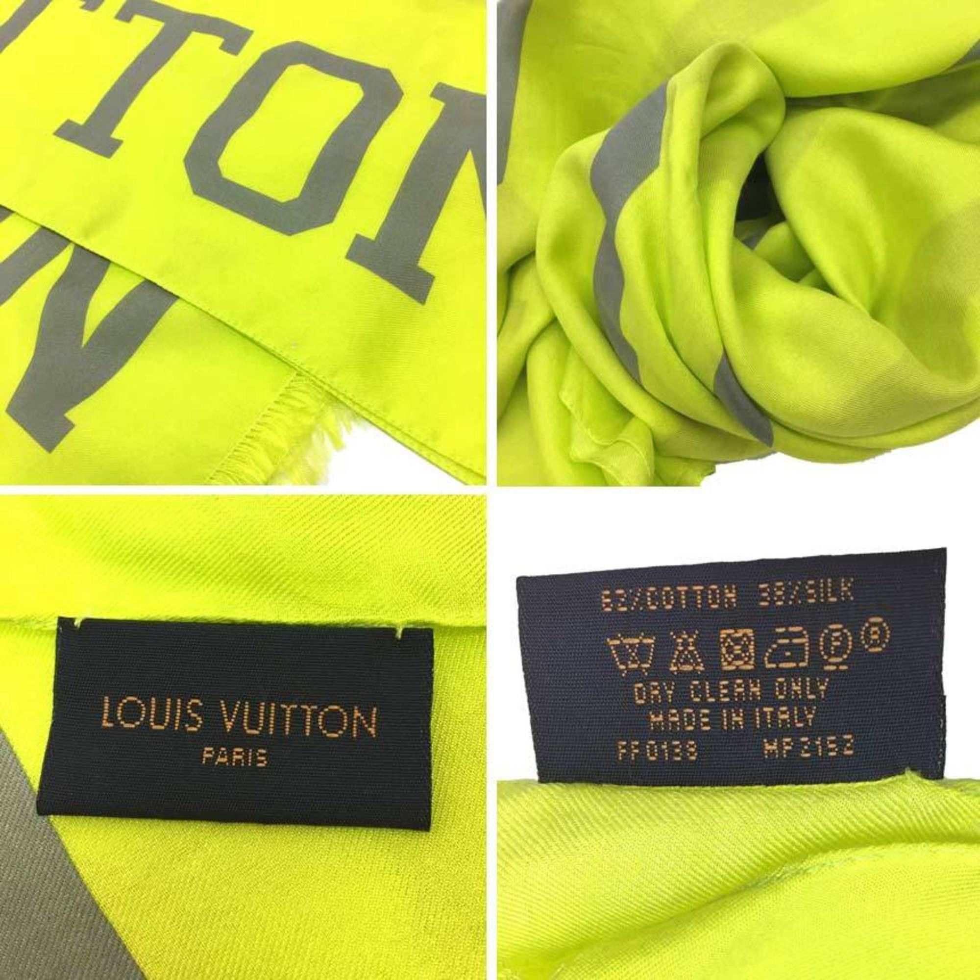 Louis Vuitton Louis Vuitton Etoile Fluo MP2152 Neon Yellow Stole/Shawl/Spareo Large Silk and Cotton Scarf Size ONE SIZE - 3 Thumbnail