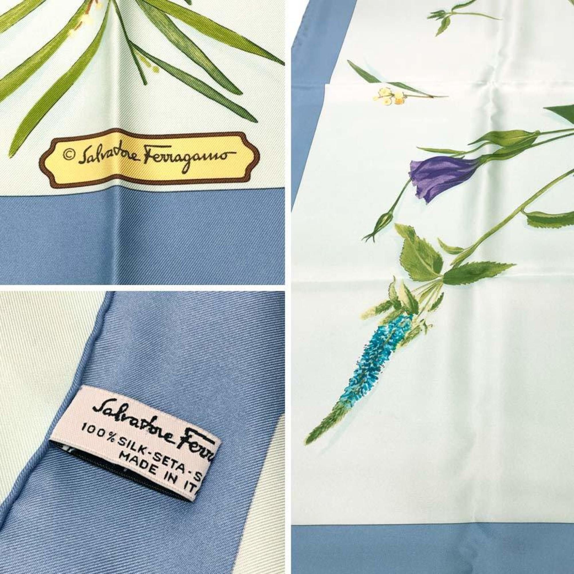 Salvatore Ferragamo Salvatore Ferragamo Scarf, Muffler, Flower, Silk, Blue Size ONE SIZE - 2 Thumbnail