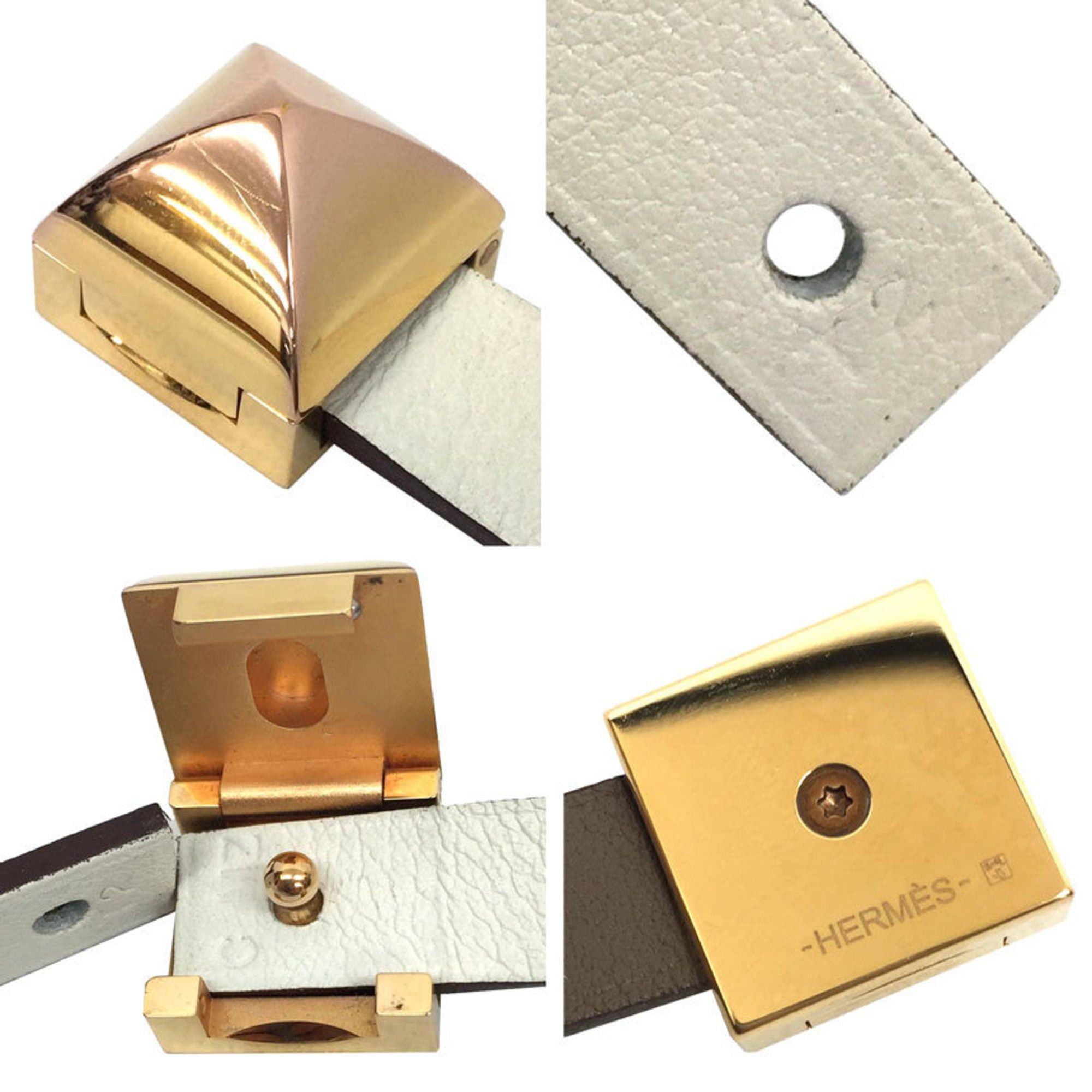 Hermes Hermes Hermès Medor Infinie Double Tour Bracelet T2 White/Etoupe Leather with C Stamp Size ONE SIZE - 3 Thumbnail