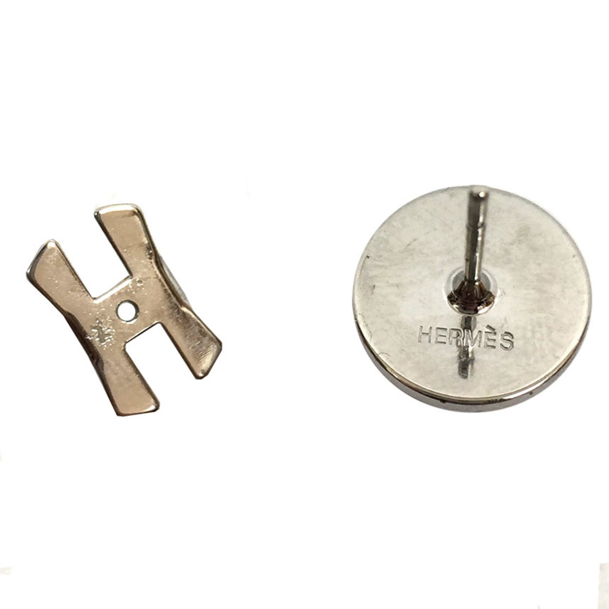 Hermes Hermes Hermès Eclipse earrings, pink and silver, cloisonné, round, with H-shaped backing Size ONE SIZE - 3 Thumbnail