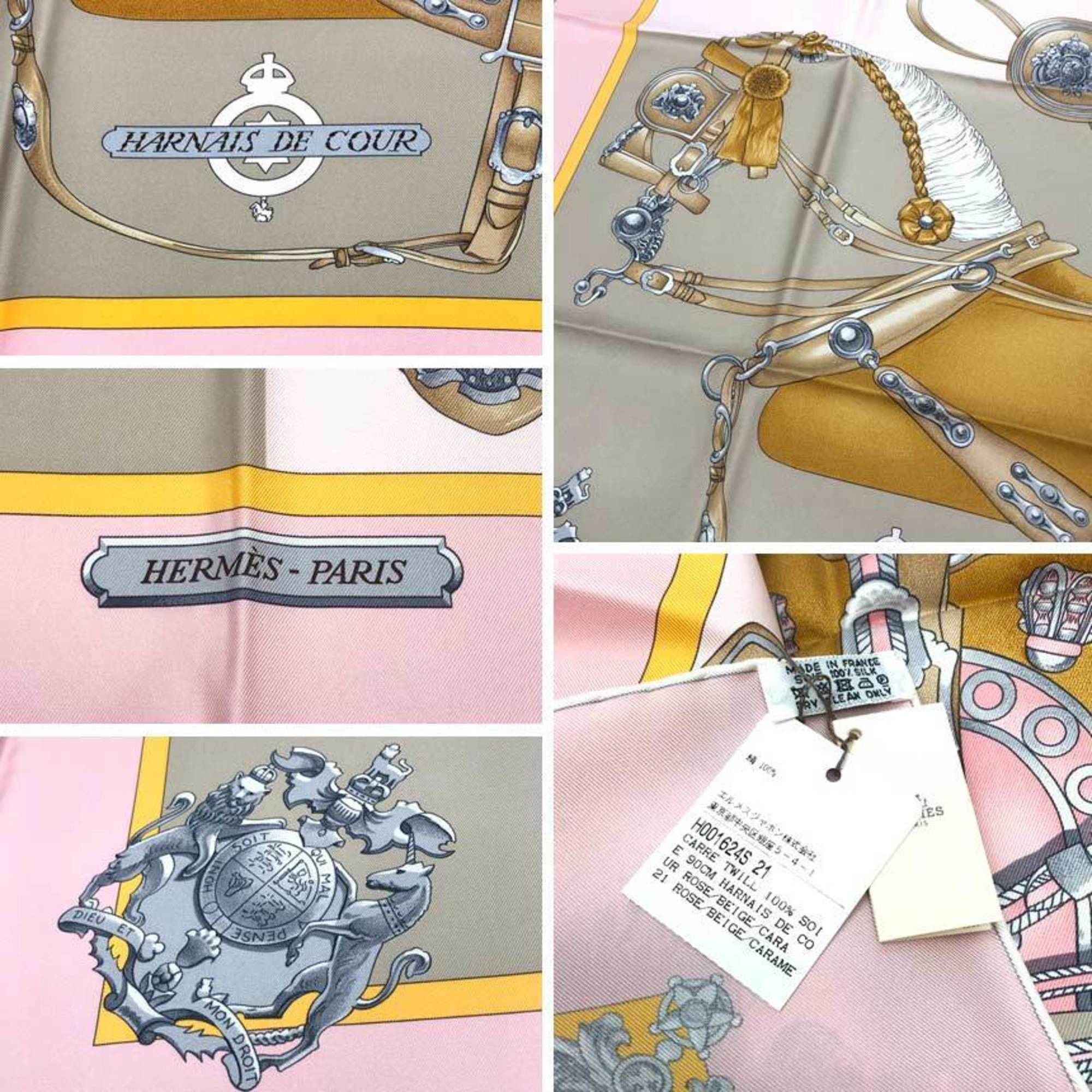 Hermes HERMES Scarf/Muffler Carré 90 HARNAIS DE COUR Court Harness H001624S 21 100% Silk Rose/Begie/Carame Pink Size ONE SIZE - 2 Thumbnail