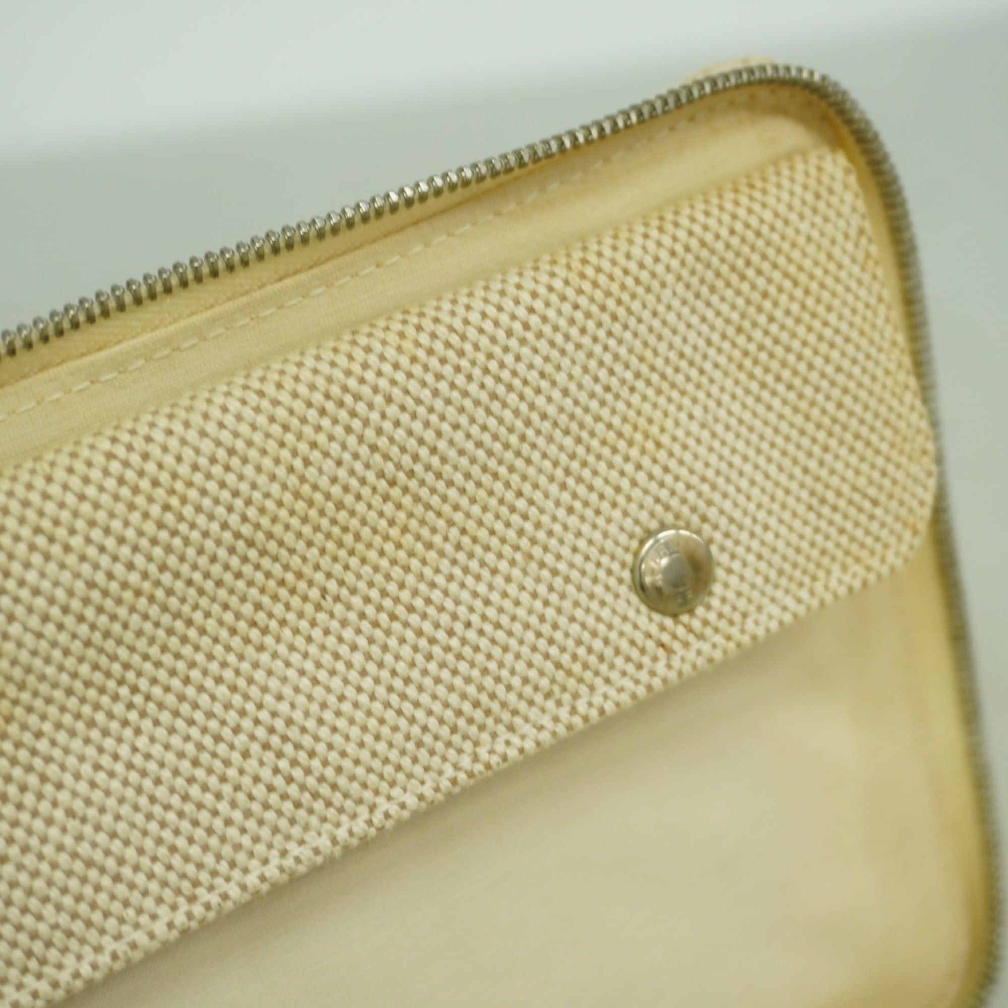 Hermes Hermès New Fool to Purse GM Canvas Beige Women's Long Wallet