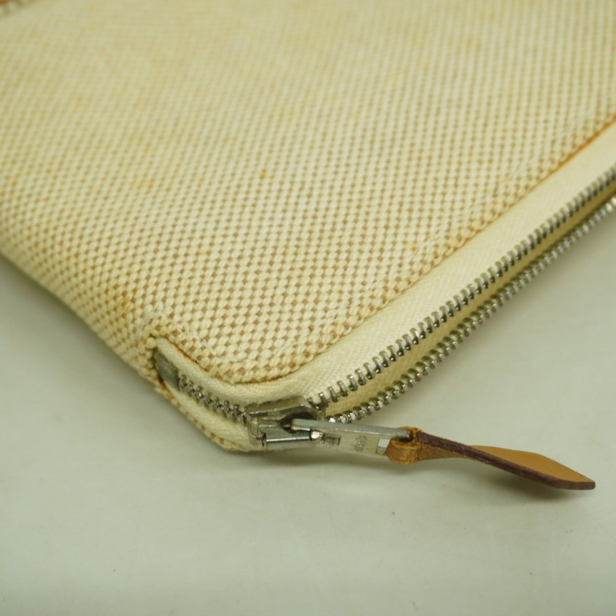 Hermes Hermès New Fool to Purse GM Canvas Beige Women's Long Wallet