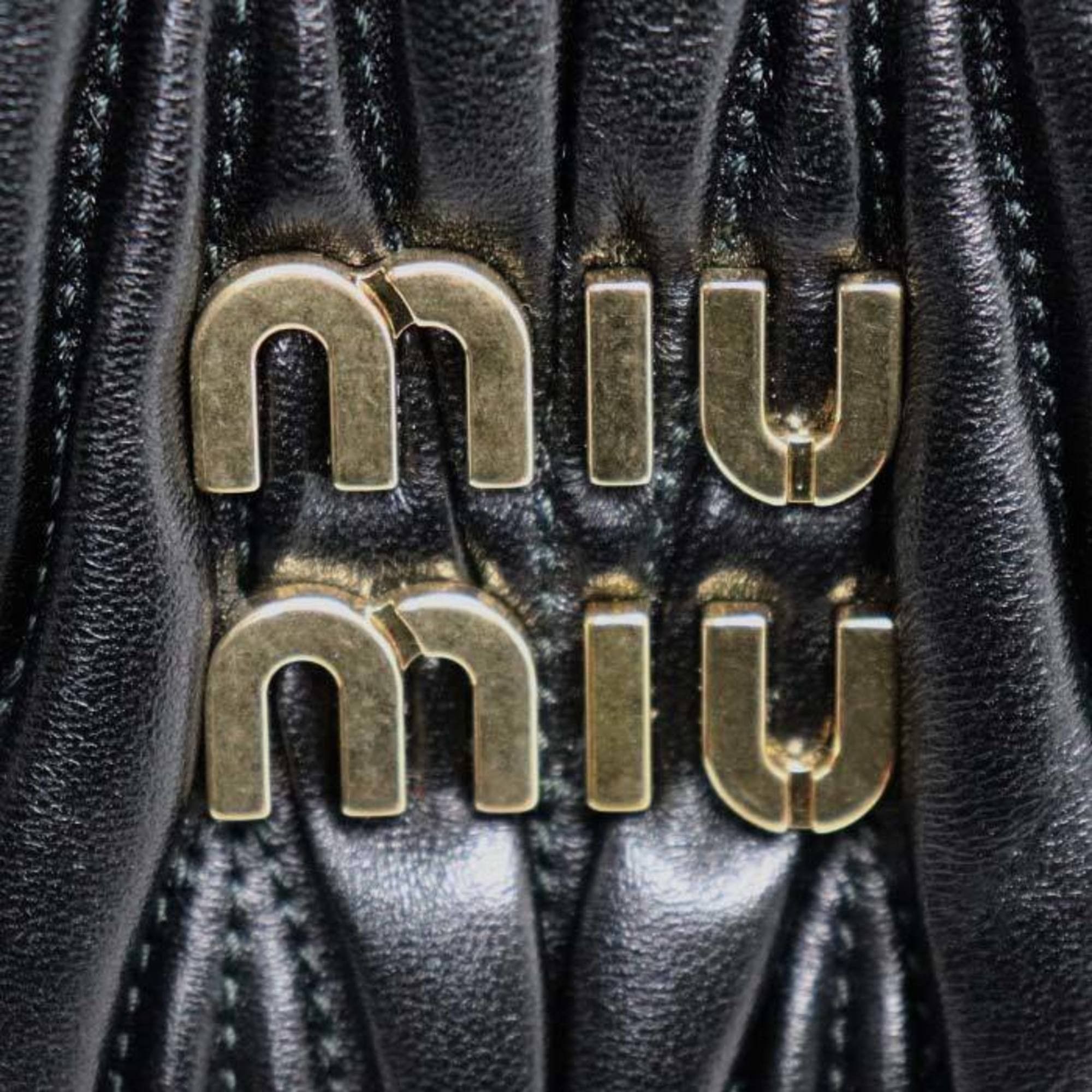 Miu Miu MIUMIU Miu Wonder Matelassé Leather Hobo Small 2-Way Shoulder Bag, Black, 5BC125_AN88_F0002_V_OOY, Women's Size ONE SIZE - 6 Thumbnail
