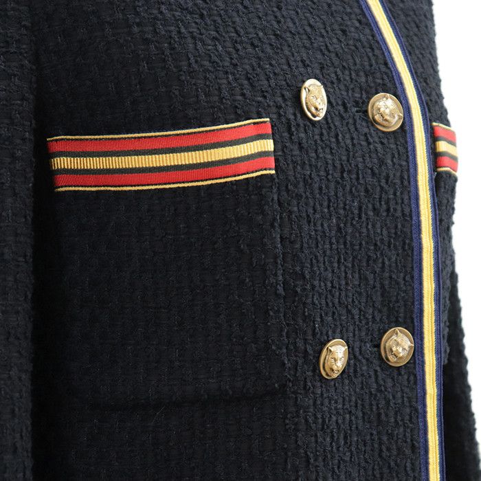 Gucci Gucci Gucci Tweed Double-Breasted Collarless Jacket Textile Outerwear DUTY FREE for USA Size ONE SIZE - 3 Thumbnail