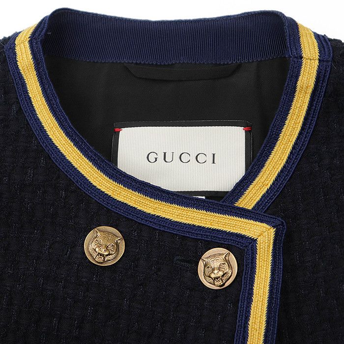 Gucci Gucci Gucci Tweed Double-Breasted Collarless Jacket Textile Outerwear DUTY FREE for USA Size ONE SIZE - 11 Thumbnail