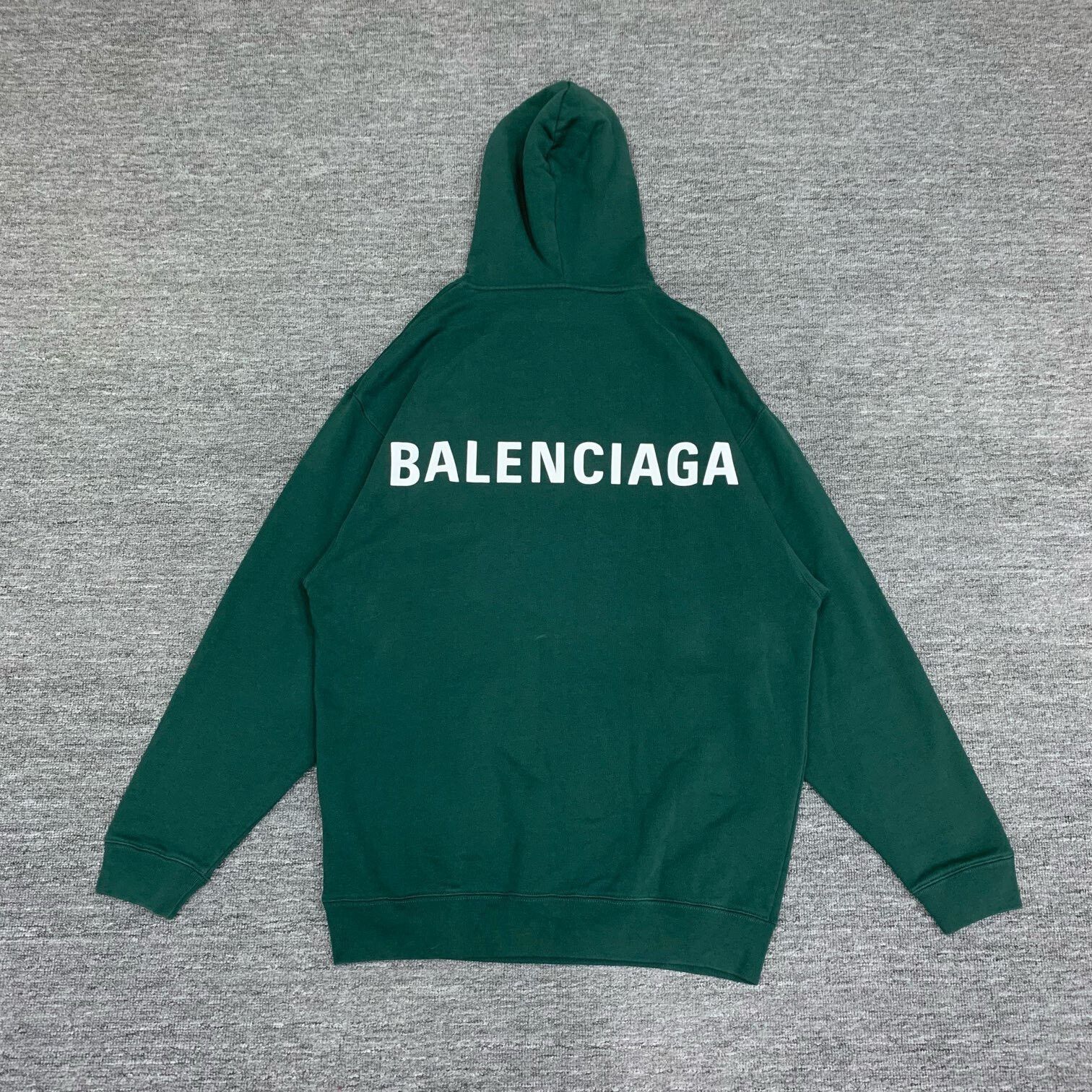 Balenciaga Balenciaga Green Logo Hoodie Sweatshirt M Size US M / EU 48-50 / 2 - 2 Thumbnail