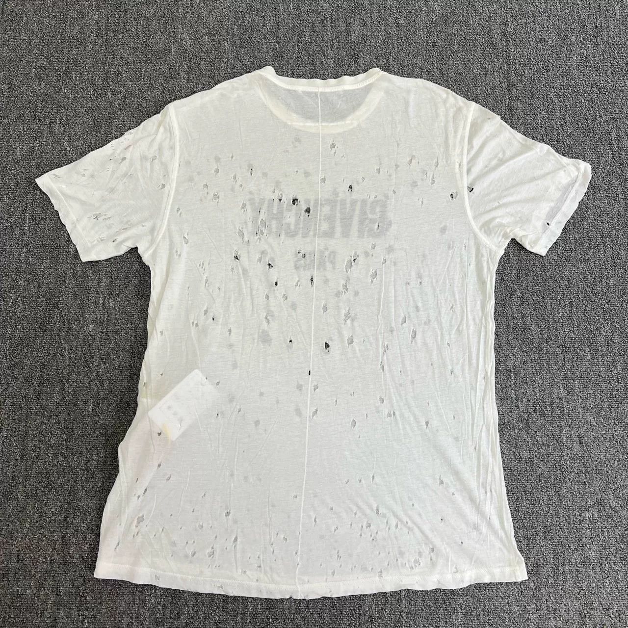 Givenchy Givenchy White Distressed Short Sleeve Shirt Size US M / EU 48-50 / 2 - 2 Thumbnail