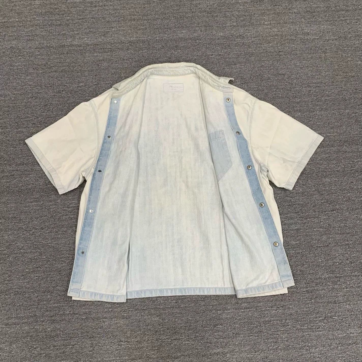 Prada Prada White Vintage Wash Denim Shirt Size US L / EU 52-54 / 3 - 7 Thumbnail